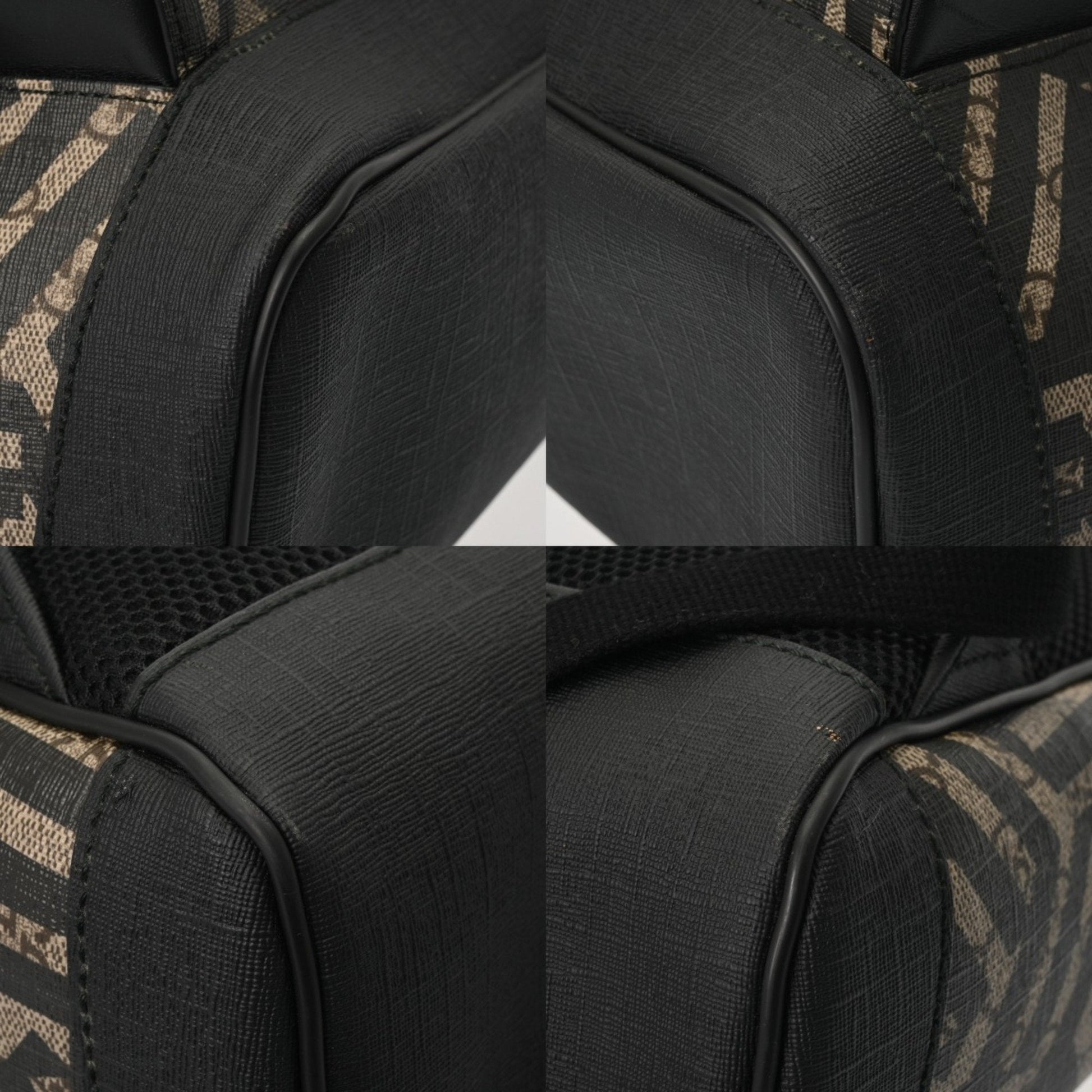 Gucci Beige Black Leather Gg Supreme Canvas Backpack