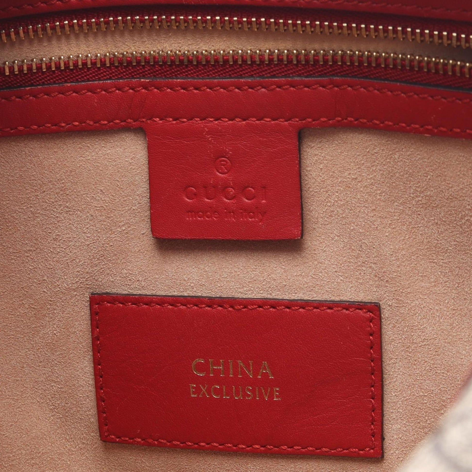 Gucci Beige Red Color Gg Supreme Leather Handbag