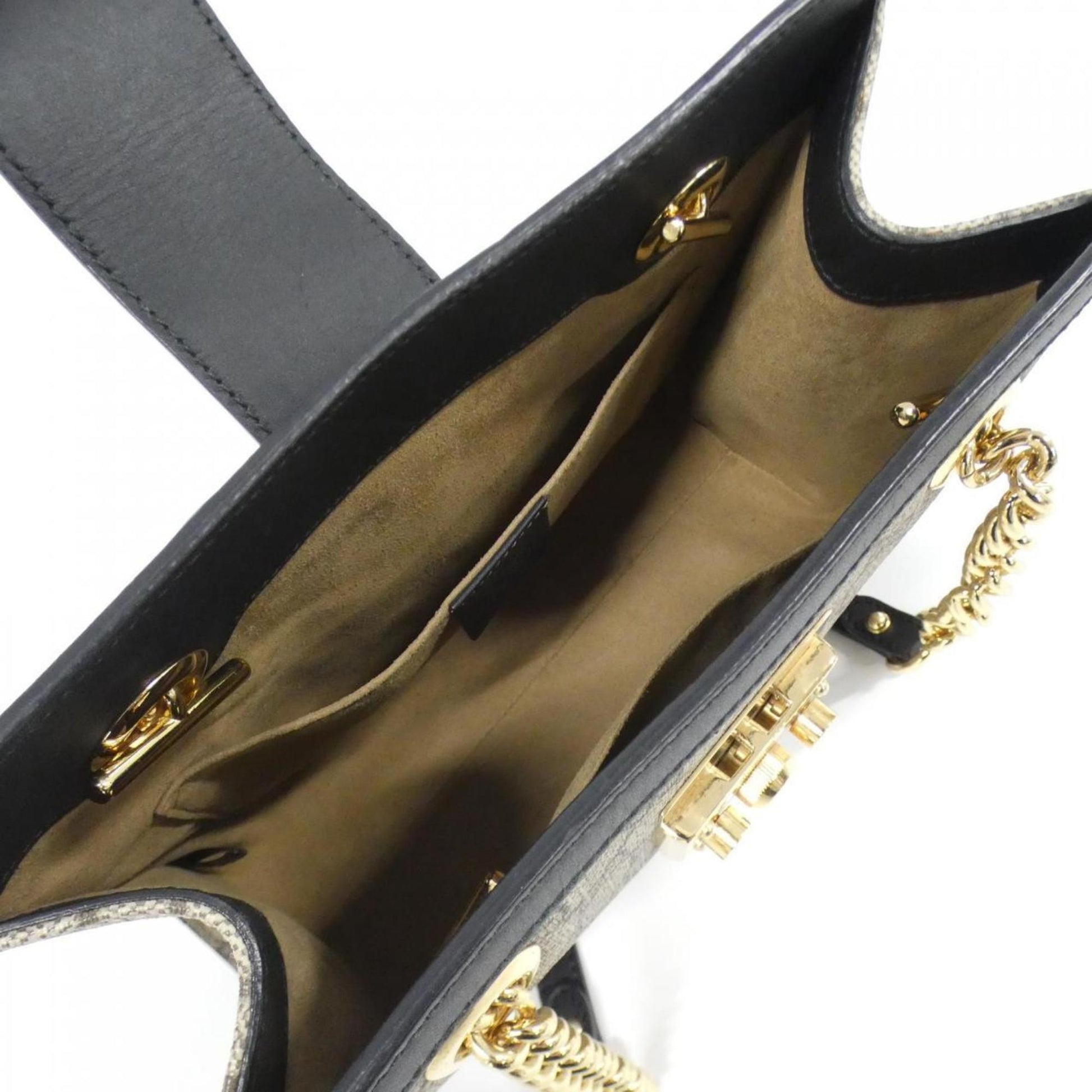 Gucci Beige Black Gg Supreme Leather Shoulder Bag