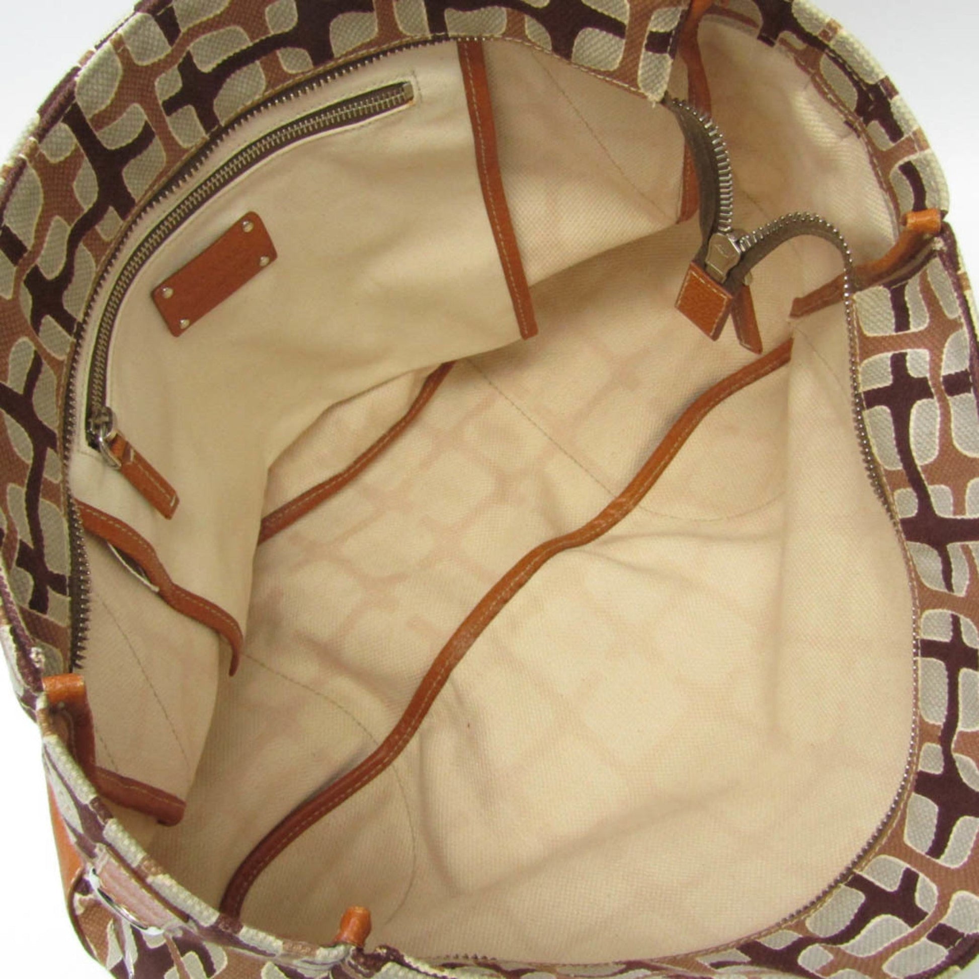 Prada Men Shoulder Bag Tote Bag Light Leather Canvas Brown
