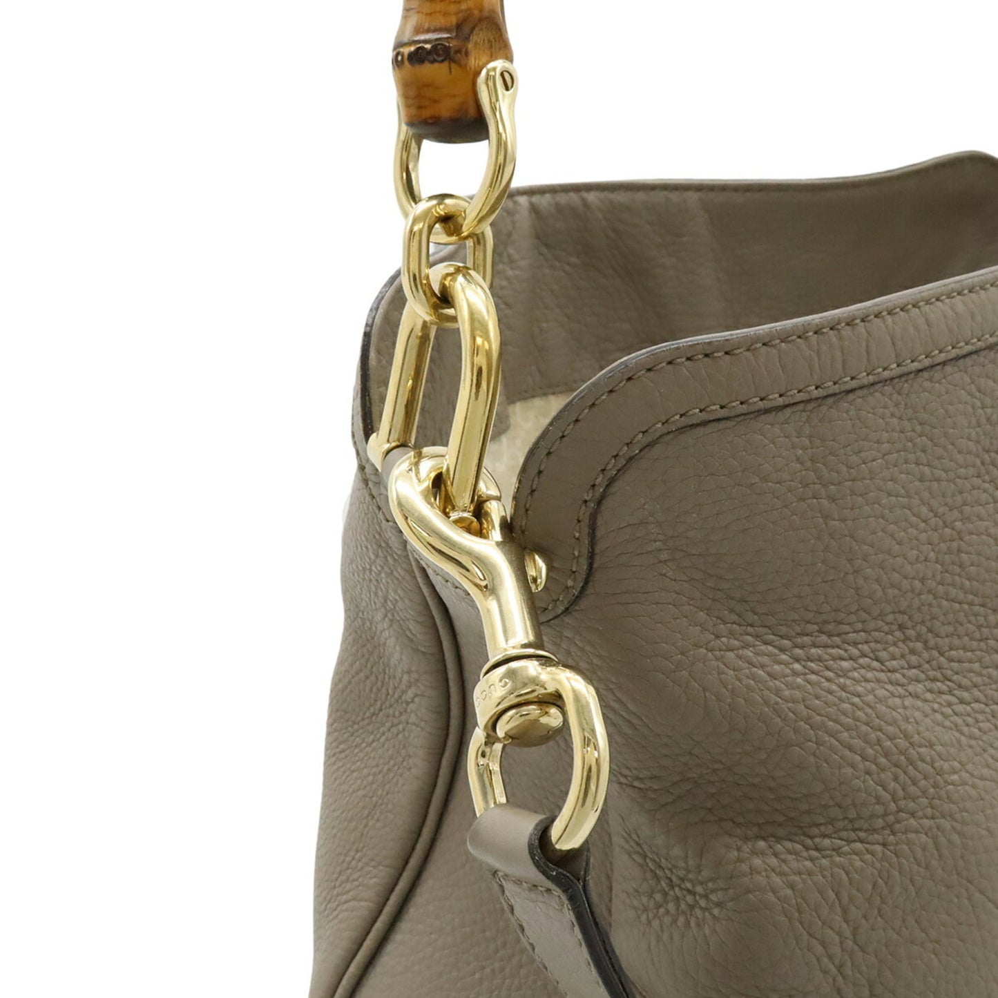 Gucci Bamboo Grayish Bamboo Leather Handbag Shoulder Bag