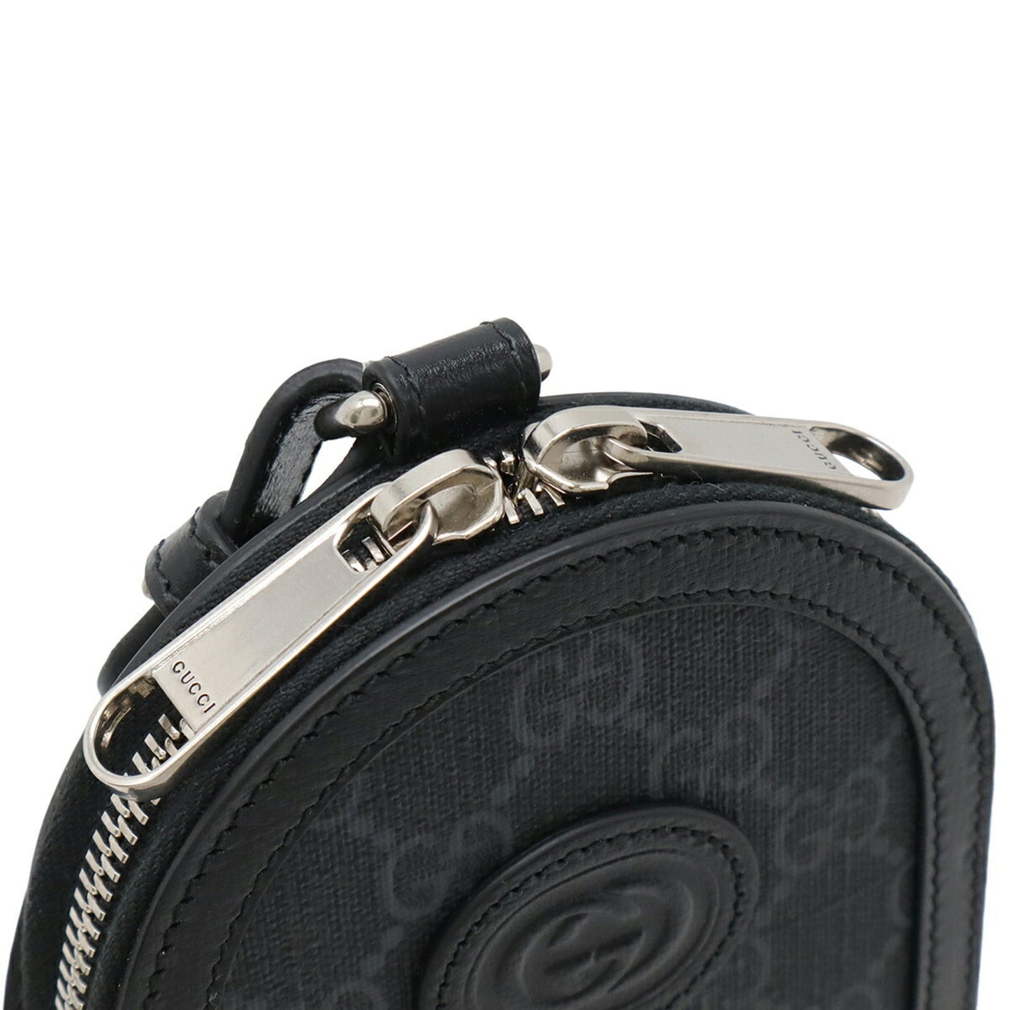 Gucci Black Gray Gg Supreme Leather Pouch Shoulder Bag