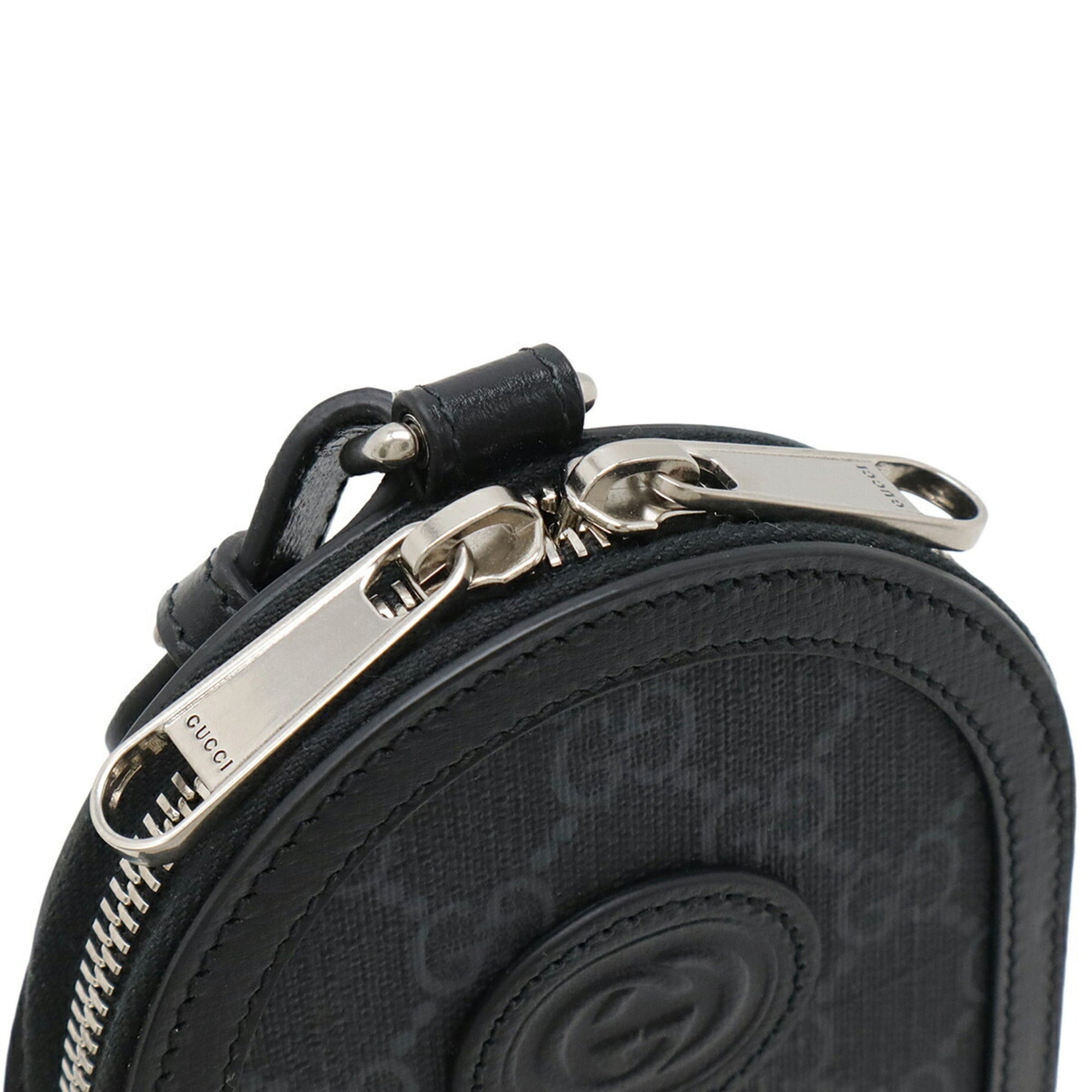 Gucci Black Gray Gg Supreme Leather Pouch Shoulder Bag
