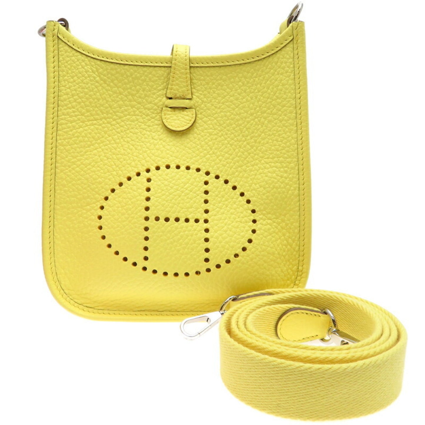 Hermes Taurillon Clemence Shoulder Bag Leather Yellow