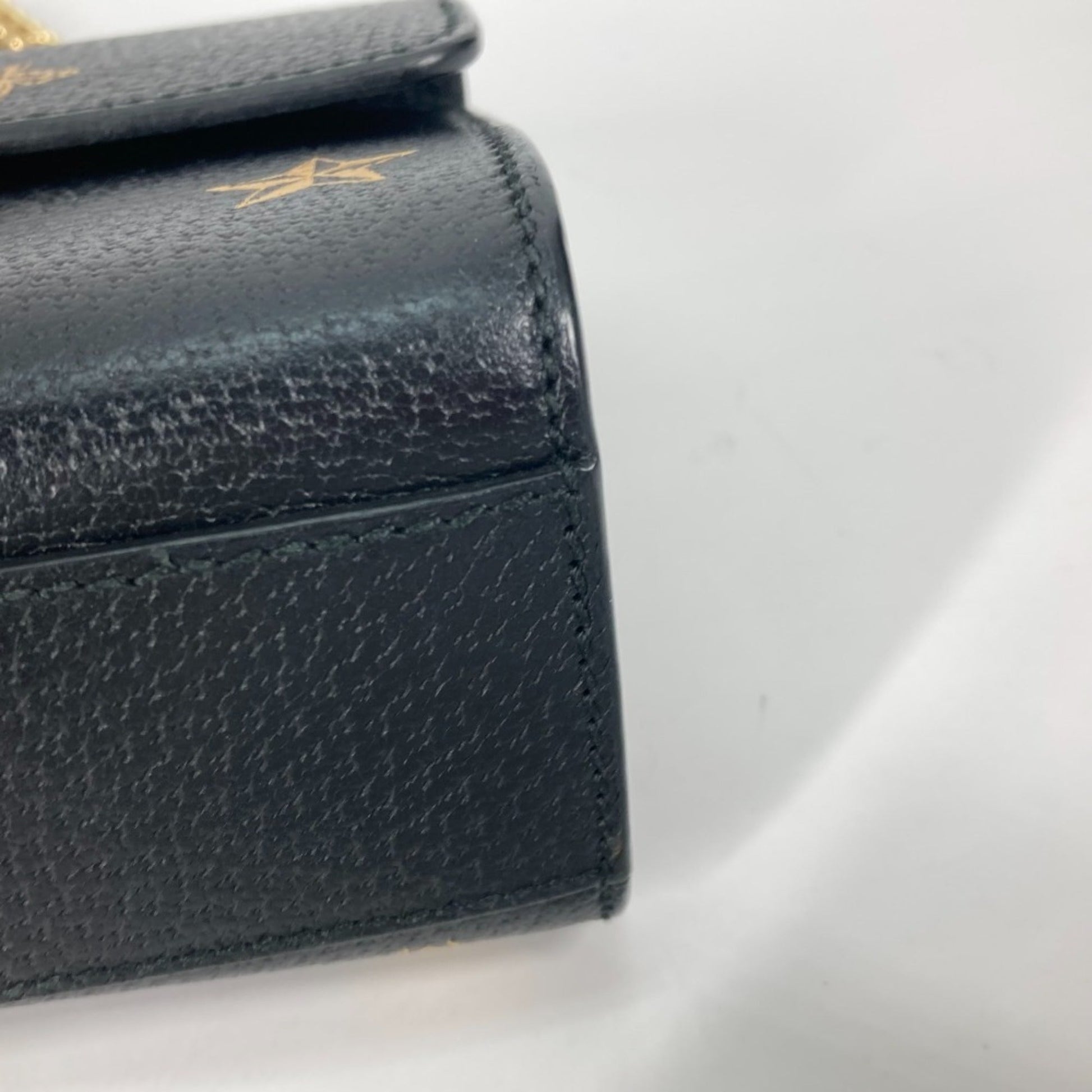 Gucci Black Gold Leather Pochette Shoulder Bag