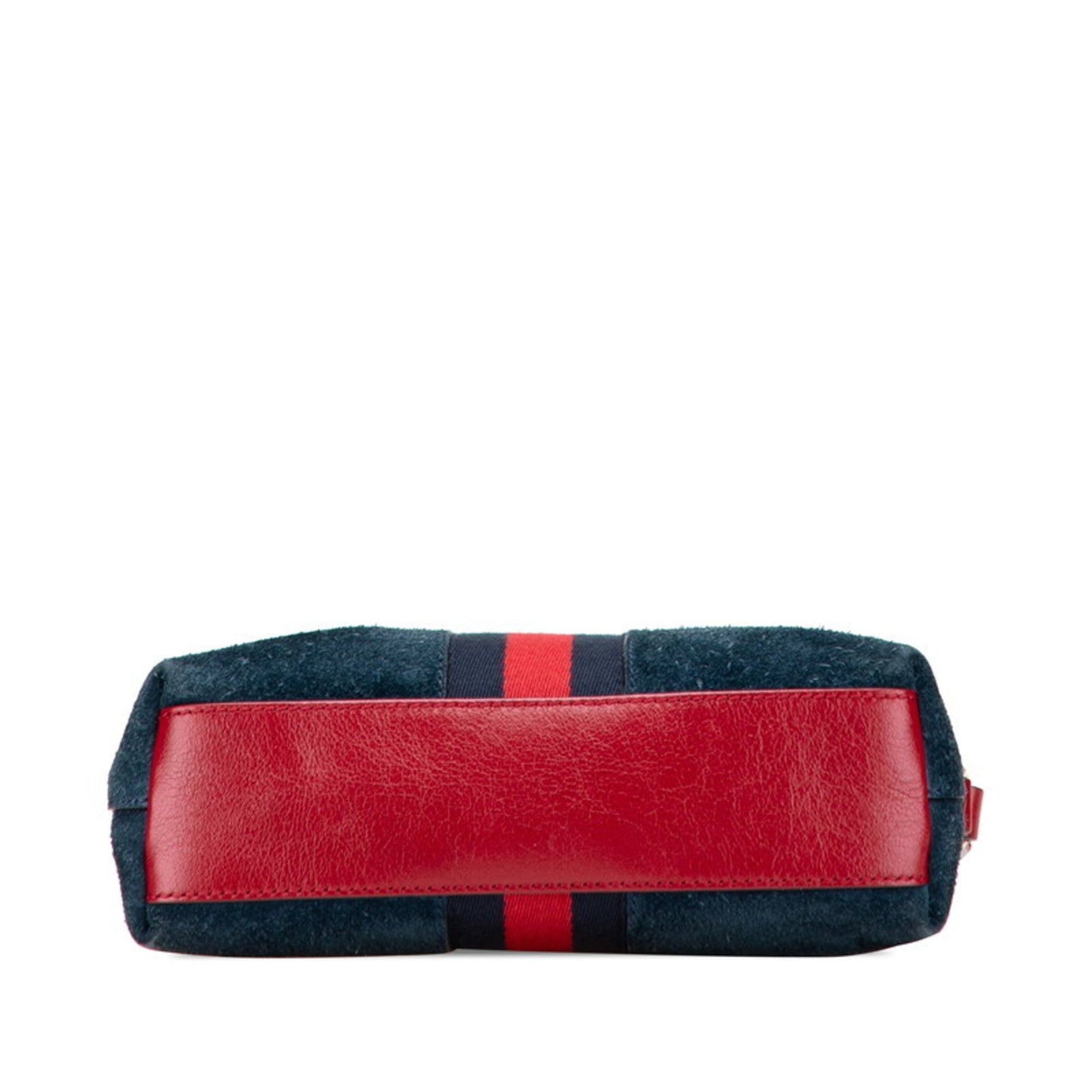 Gucci Blue Red Color Suede Leather Shoulder Bag