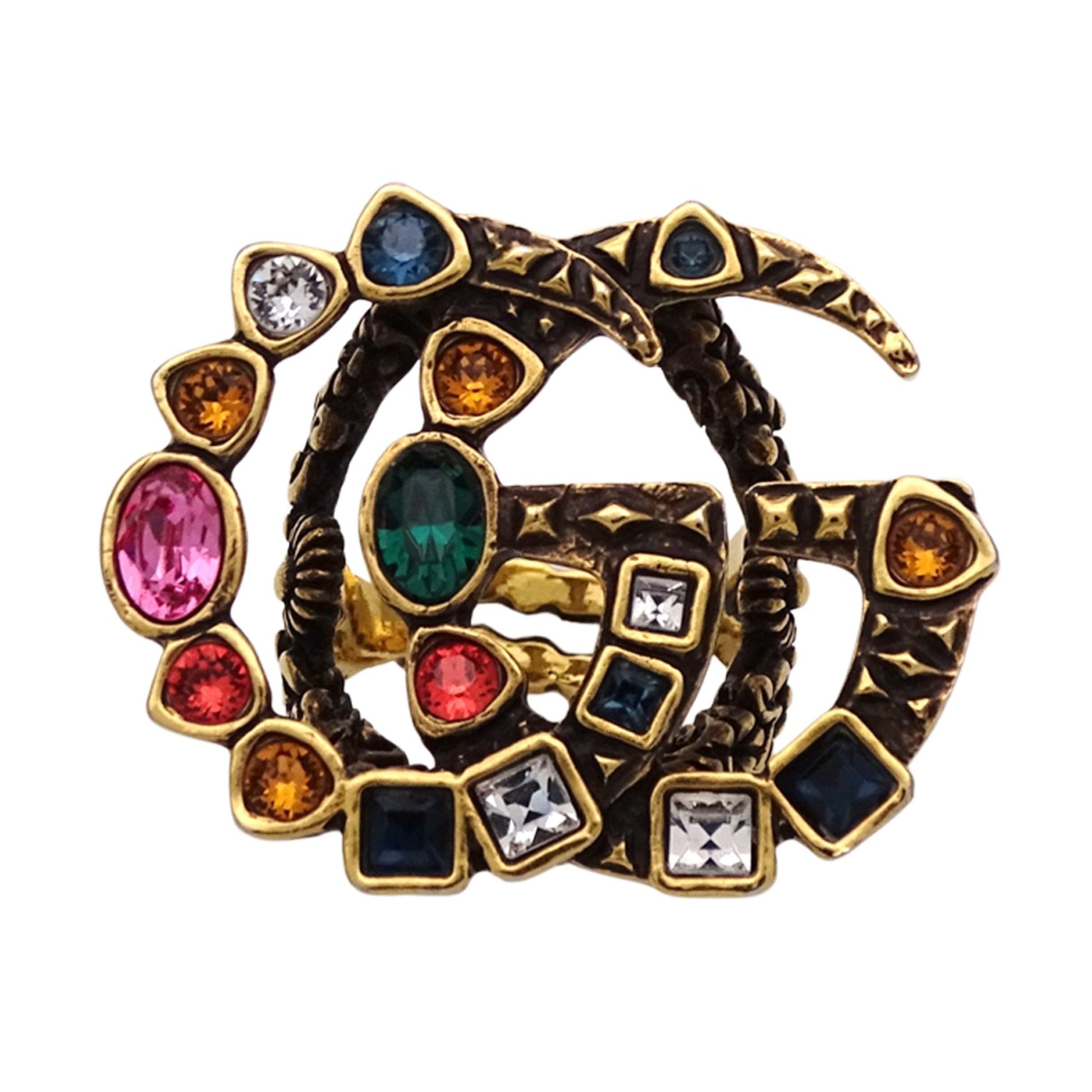 Gucci Gold Multi-Color Metal Band Ring