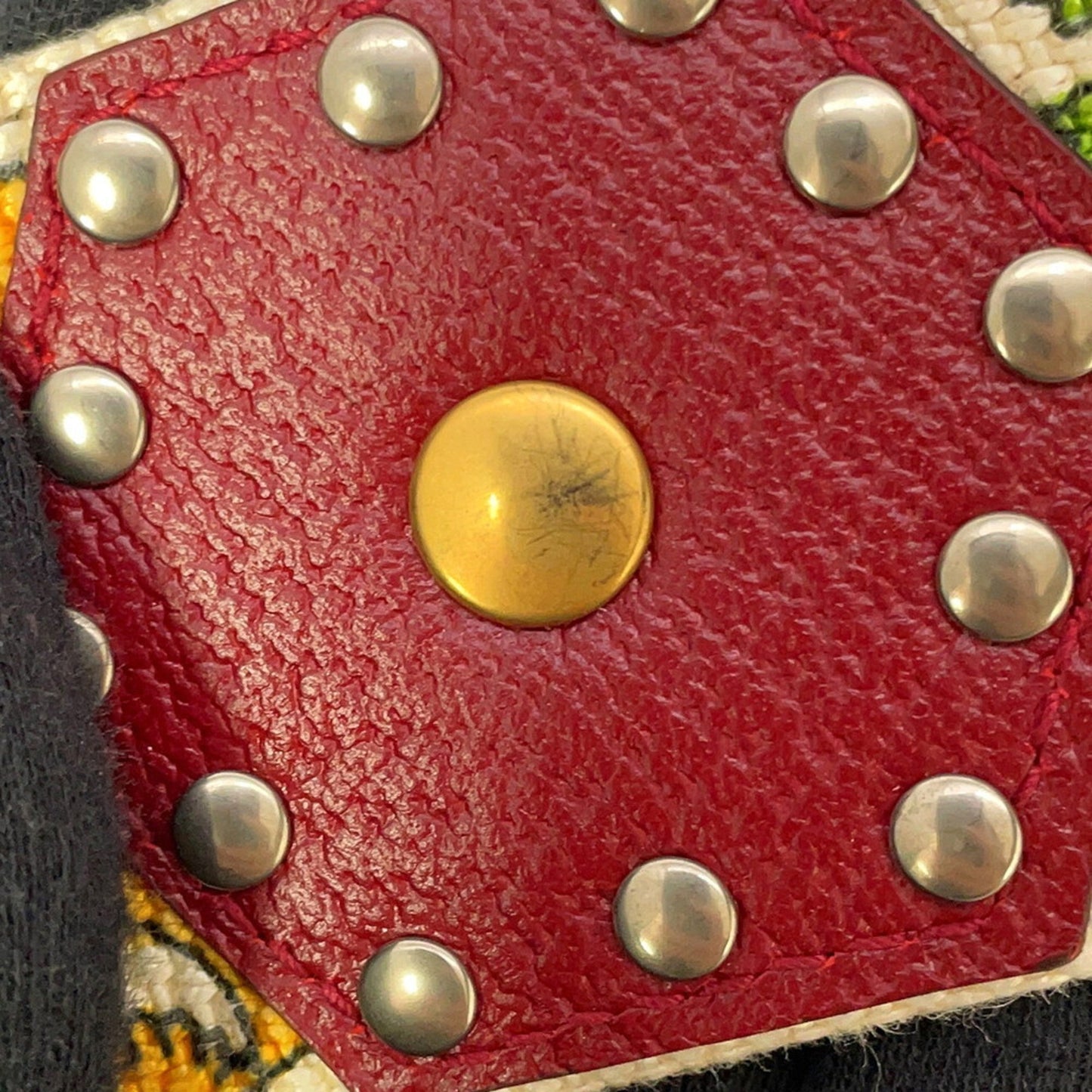 Gucci Ivory Red Color Leather Canvas Handbag