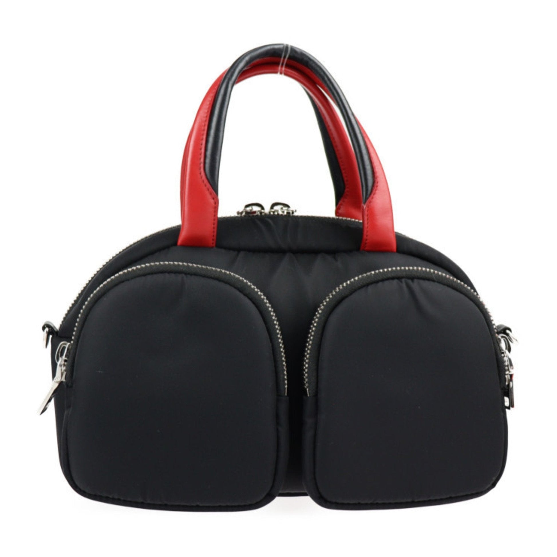 Prada Tessuto Pocket Handbag Hardware 2Way Shoulder Bag Mini Leather Nylon Black