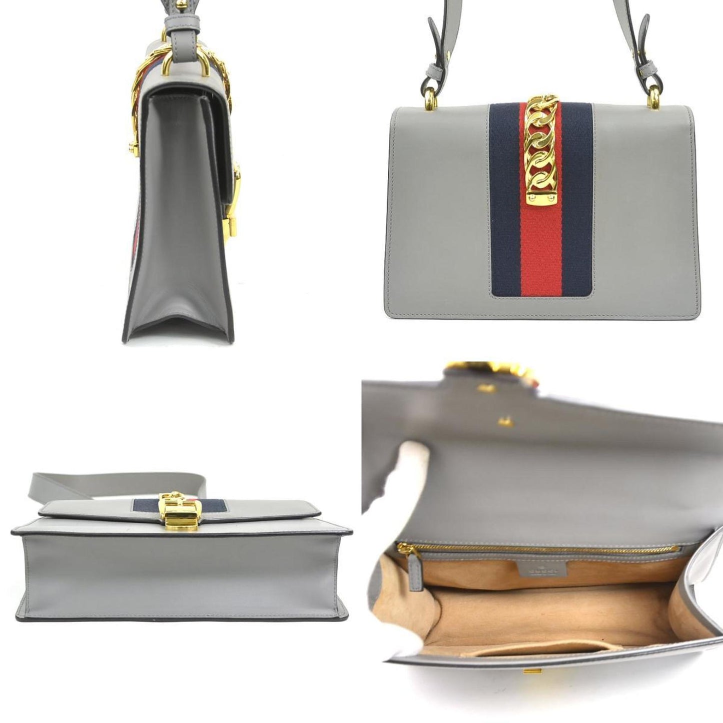 Gucci Gray Leather Shoulder Bag