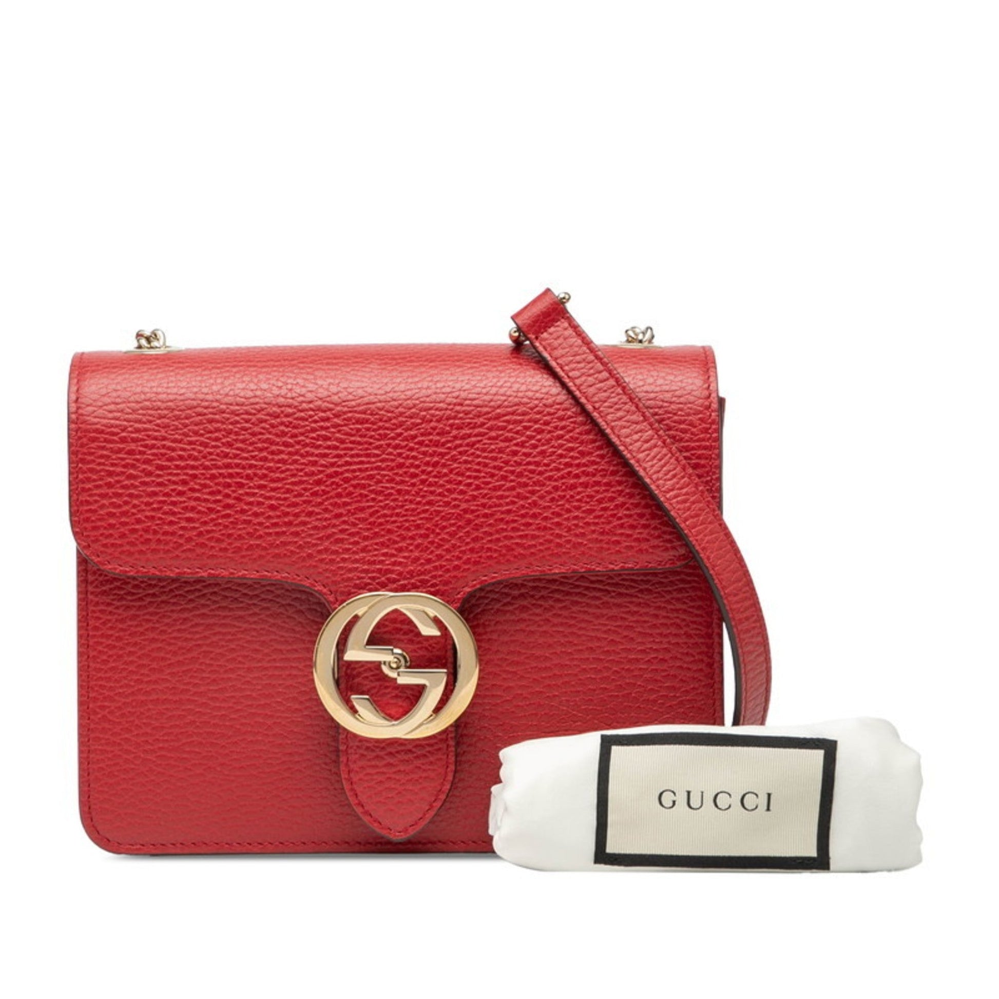 Gucci Red Color Leather Shoulder Bag