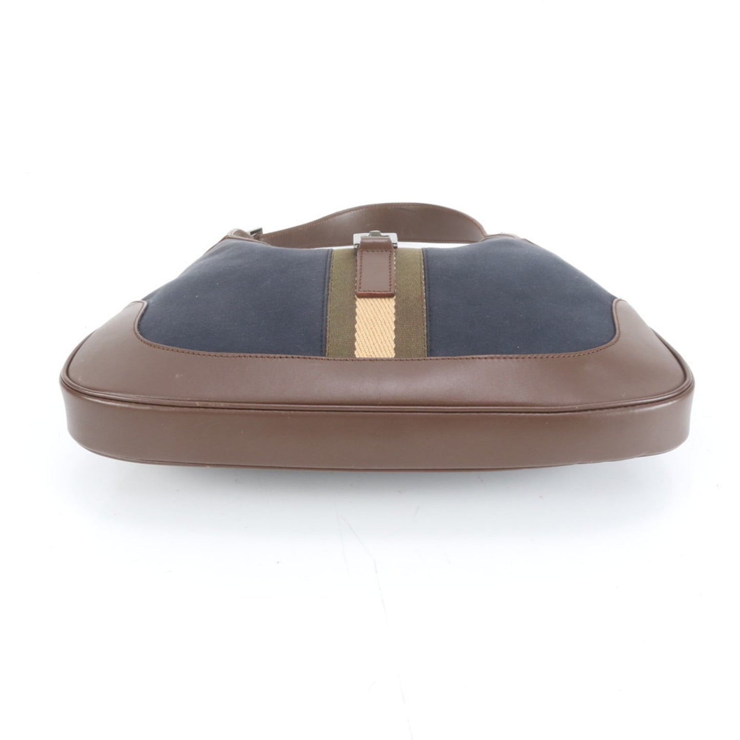 Gucci Brown Navy Leather Canvas Handbag Shoulder Bag