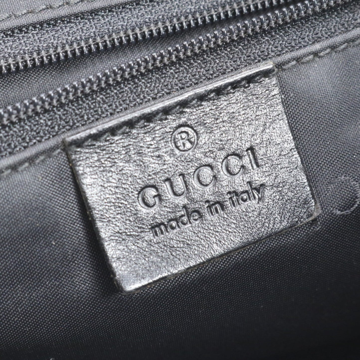 Gucci Black Leather Canvas Tote Bag