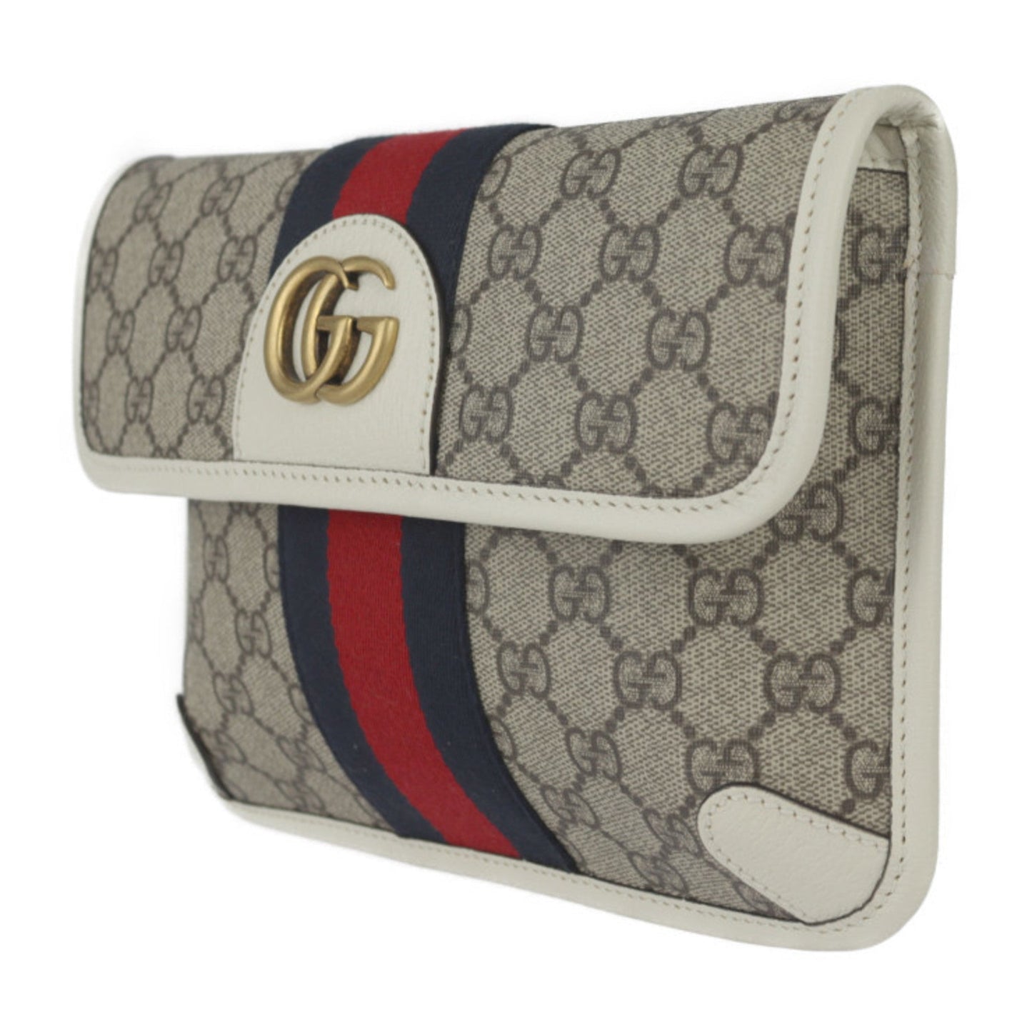 Gucci Beige White Gg Supreme Leather Fanny Pack