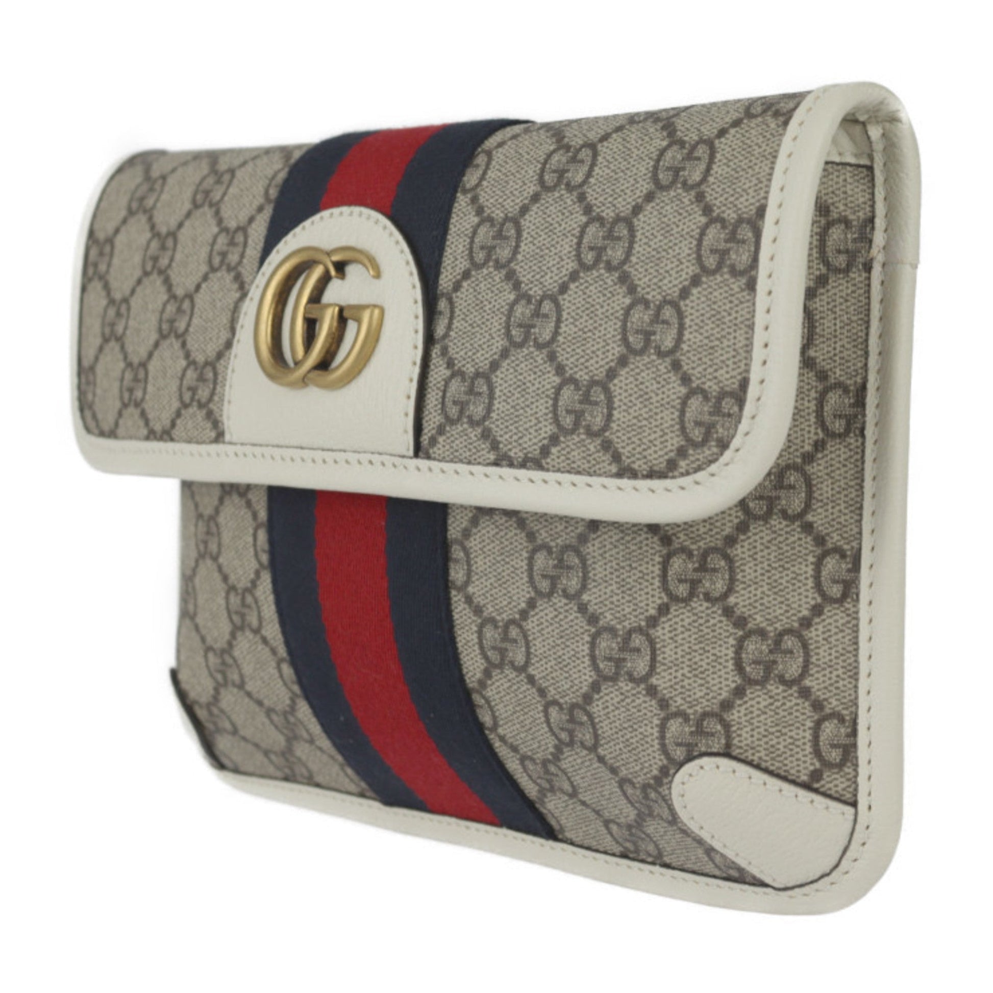 Gucci Beige White Gg Supreme Leather Fanny Pack