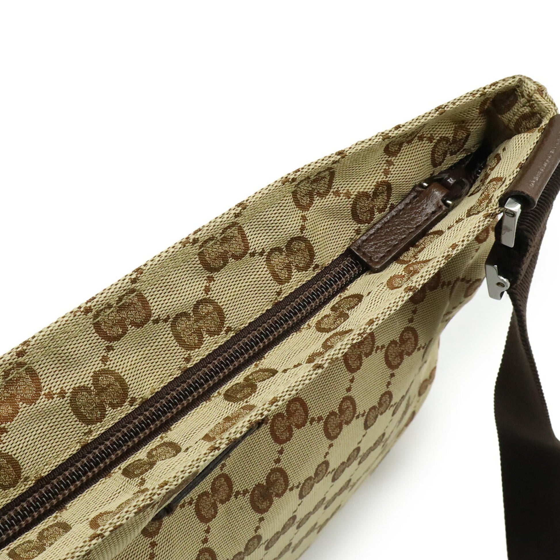 Gucci Beige Black Brown Dark Brown Nylon Canvas Shoulder Bag
