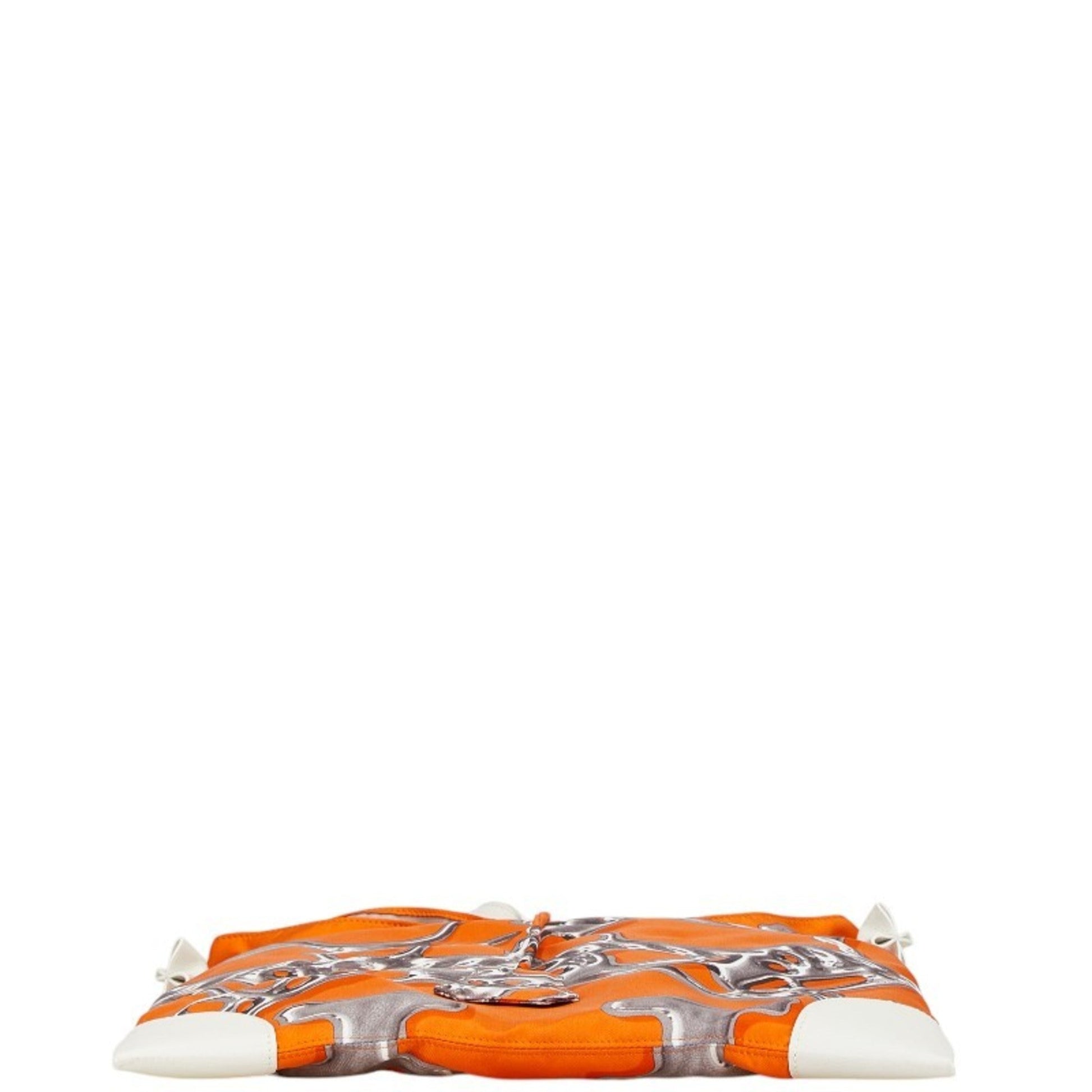 Hermes Silk Pouch Shoulder Bag Leather Orange