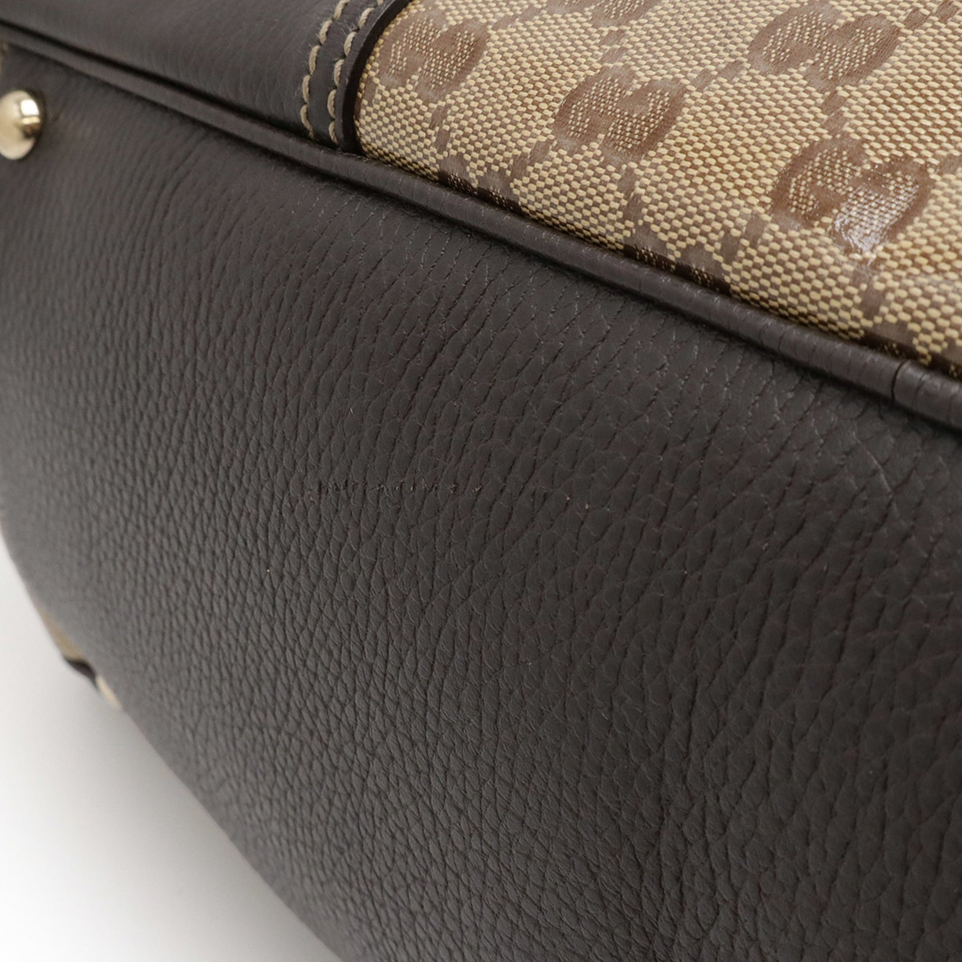 Gucci Beige Brown Dark Brown Green Khaki Red Color Coated Canvas Leather Boston Bag Handbag