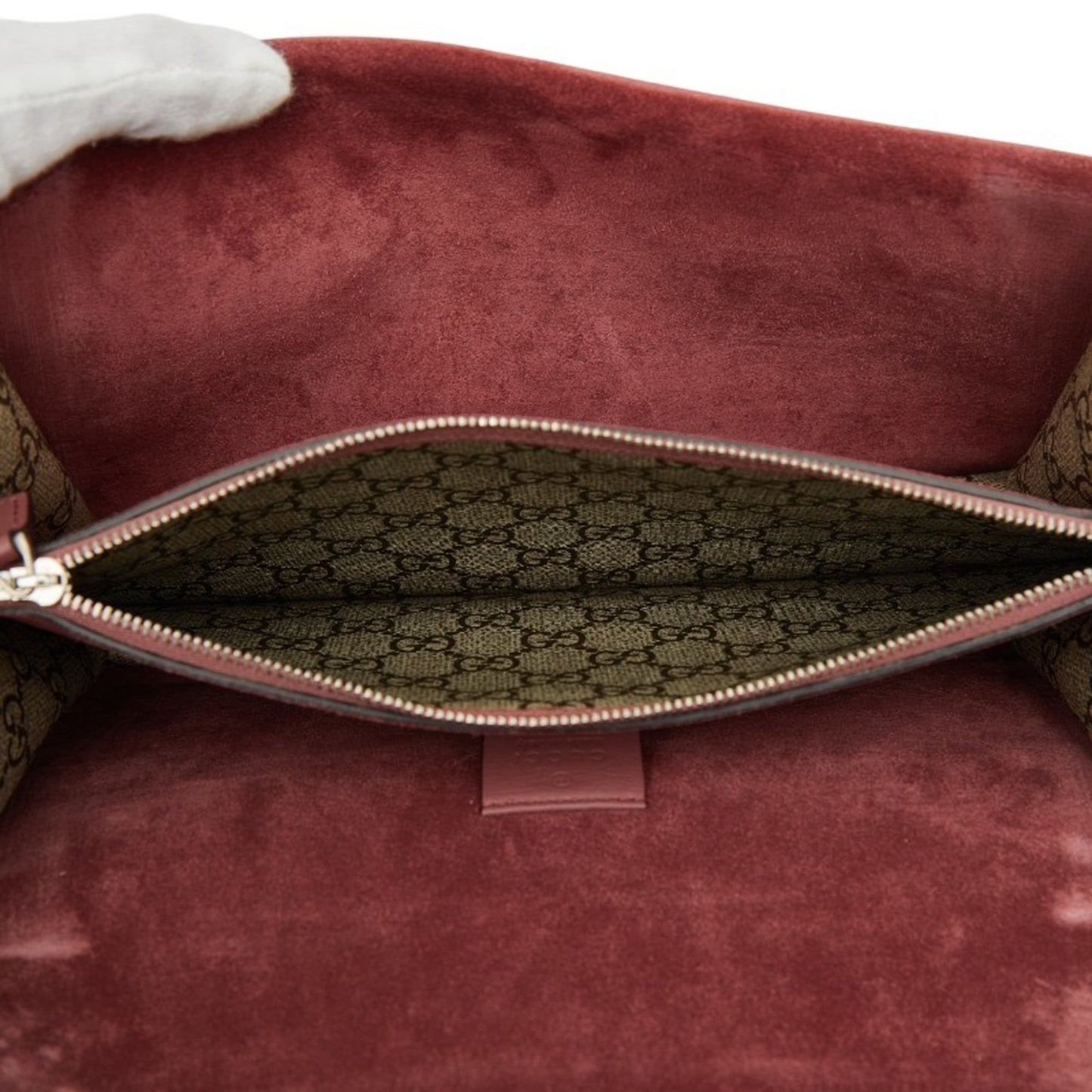 Gucci Beige Red Color Pvc Suede Shoulder Bag