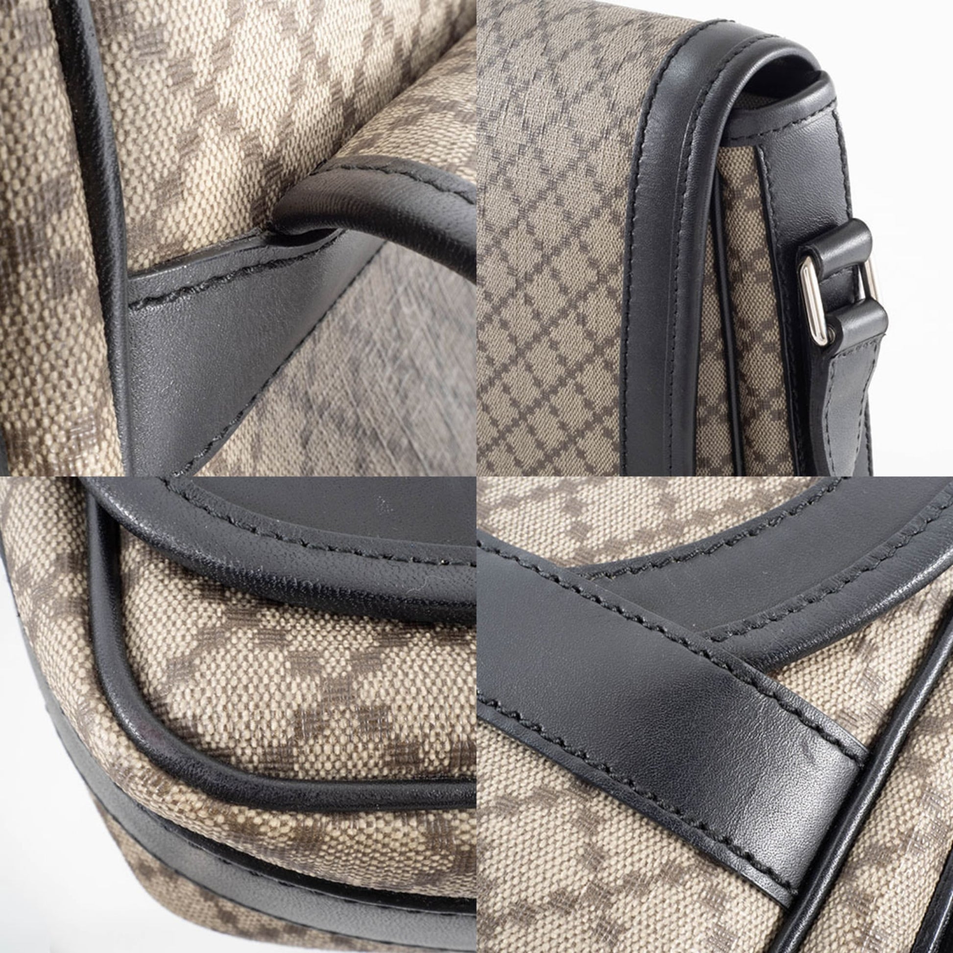 Gucci Beige Black Pvc Leather Shoulder Bag