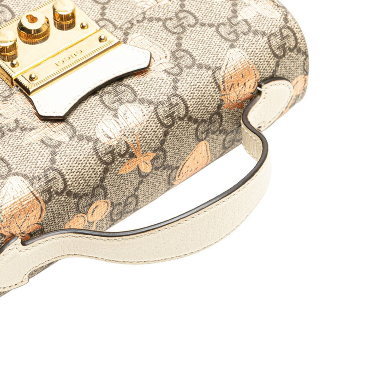 Gucci Padlock Beige Pvc Leather Handbag Shoulder Bag