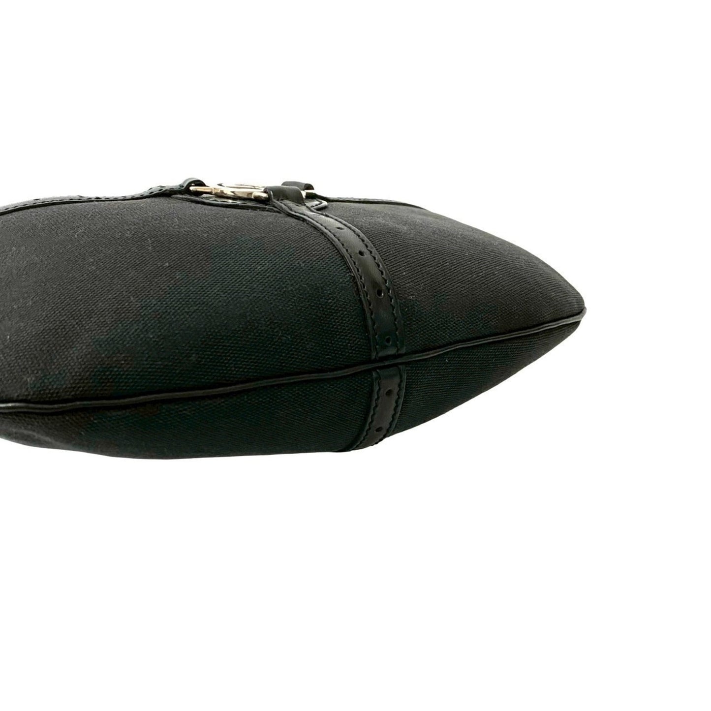 Gucci Black Leather Canvas Handbag Shoulder Bag