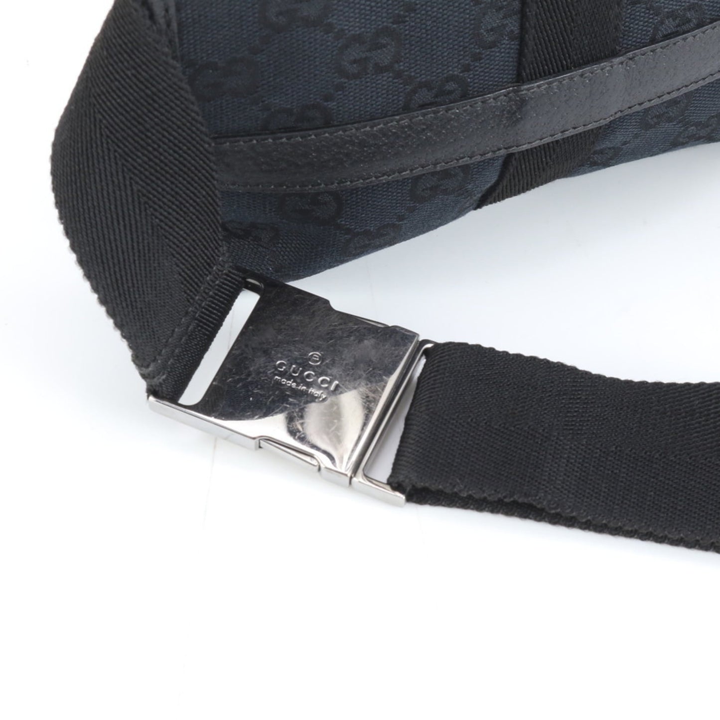 Gucci Black Leather Canvas Pouch Sling Bag
