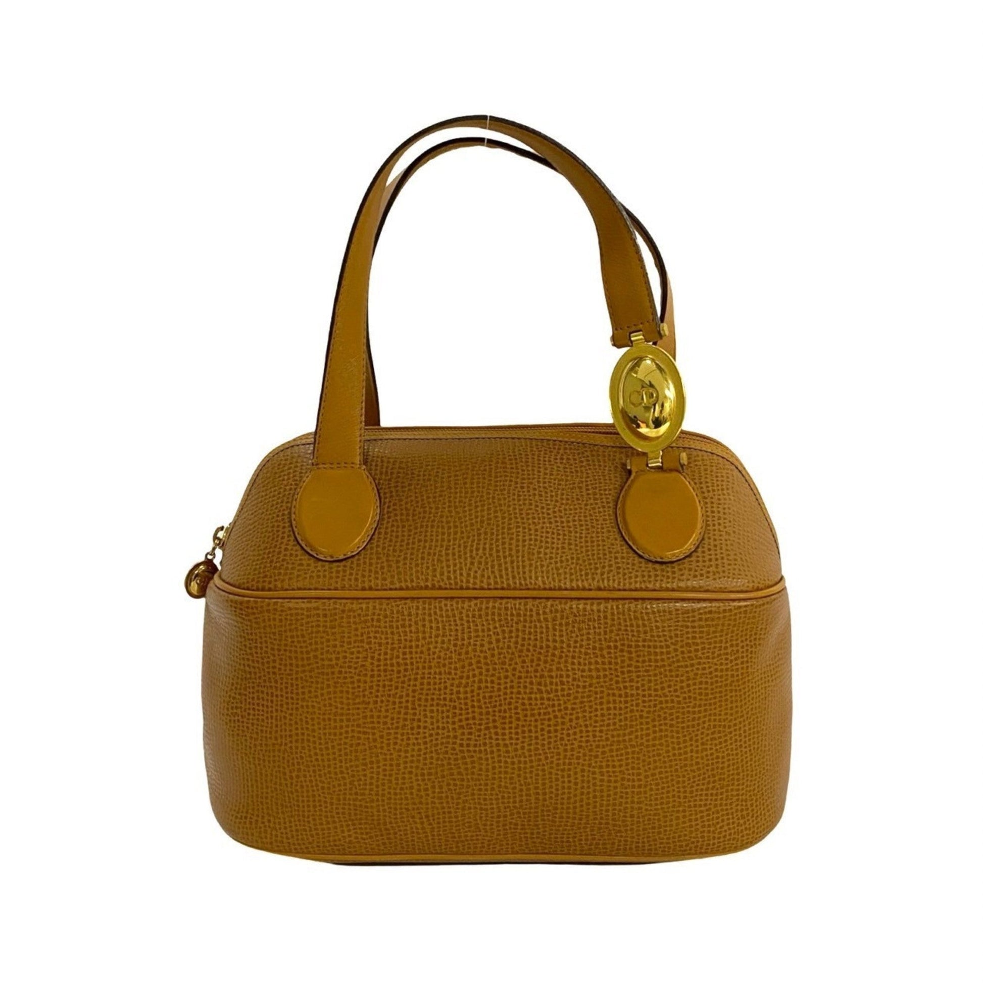 Dior Handbag Christian Boston Bag Leather Brown