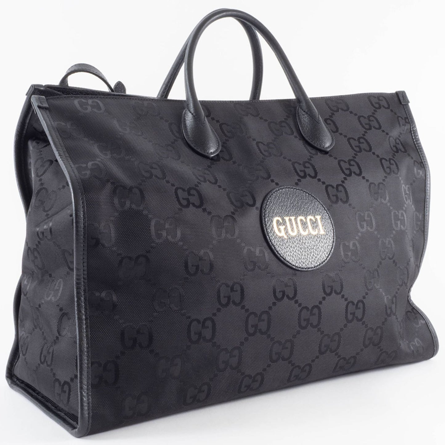 Gucci Black Nylon Leather Tote Bag