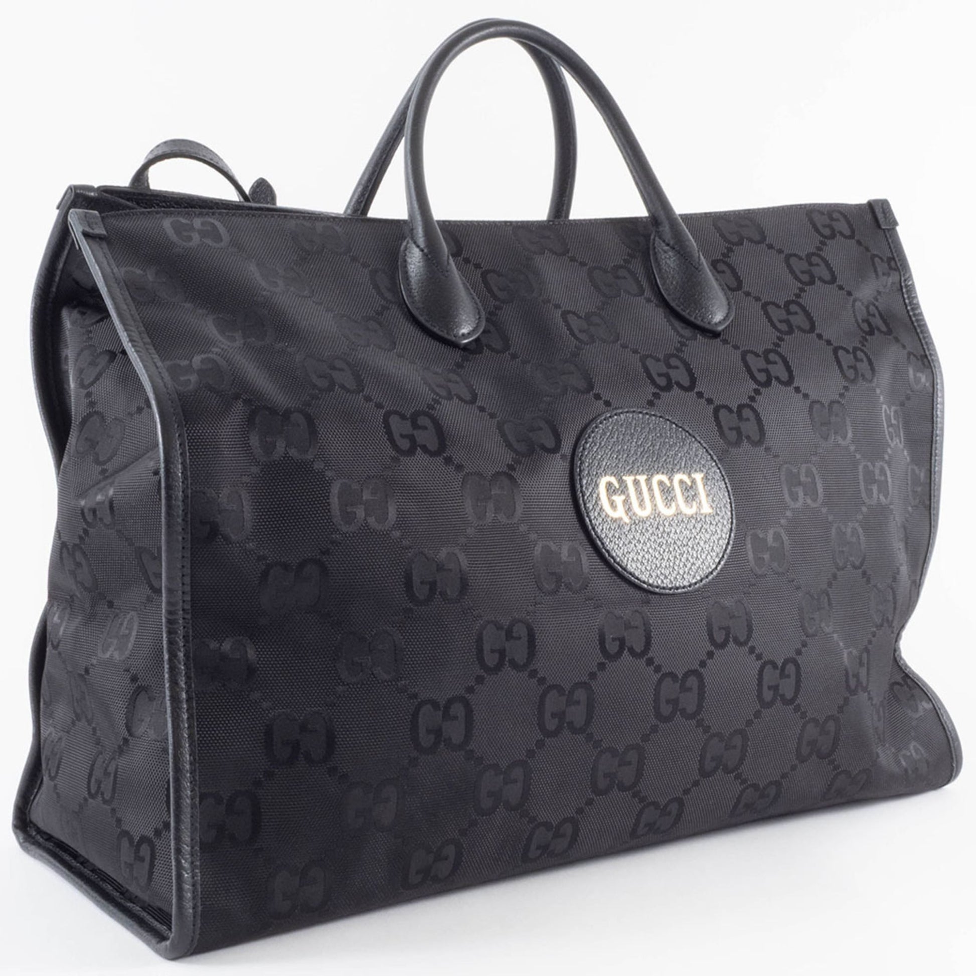 Gucci Black Nylon Leather Tote Bag