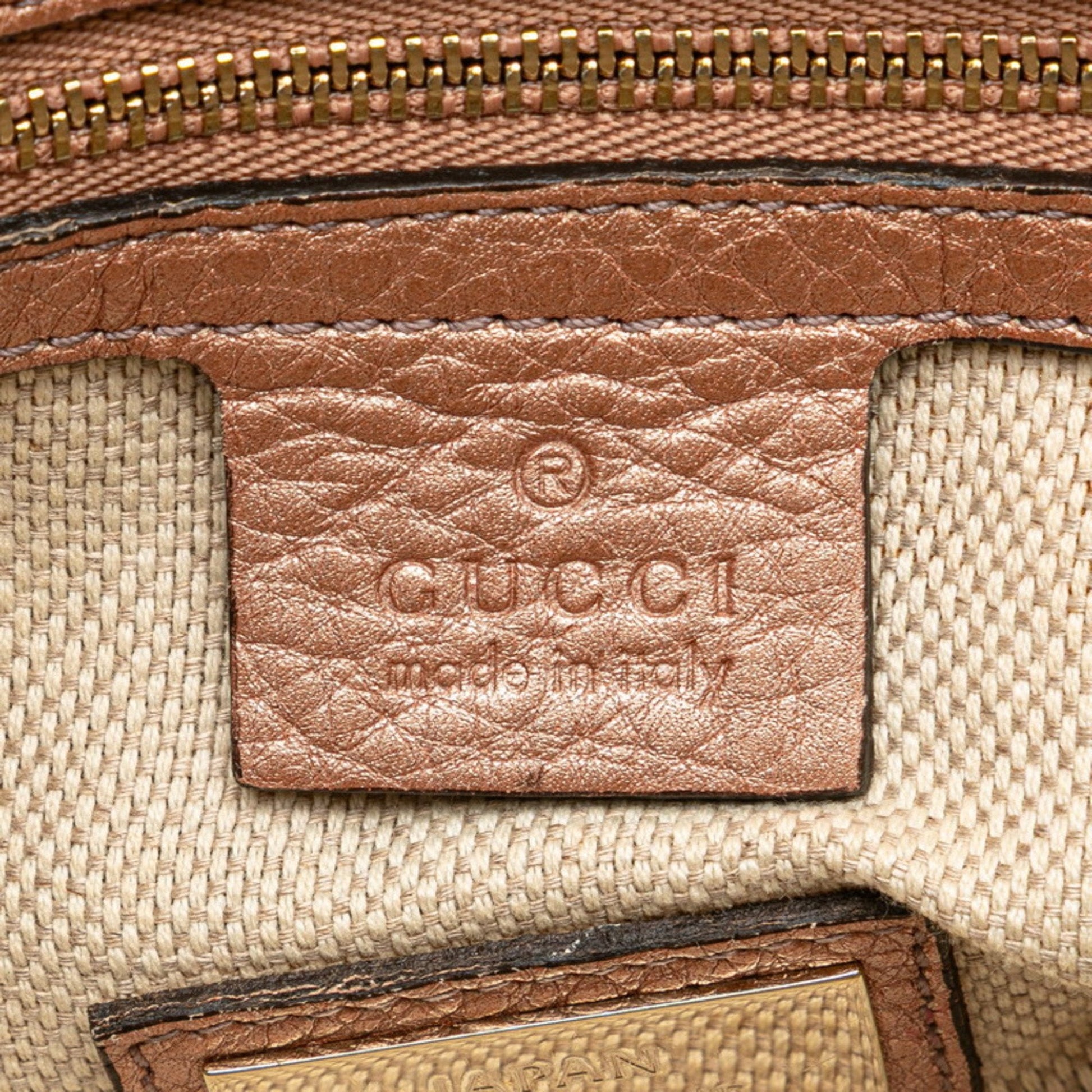 Gucci Gold Pink Leather Shoulder Bag