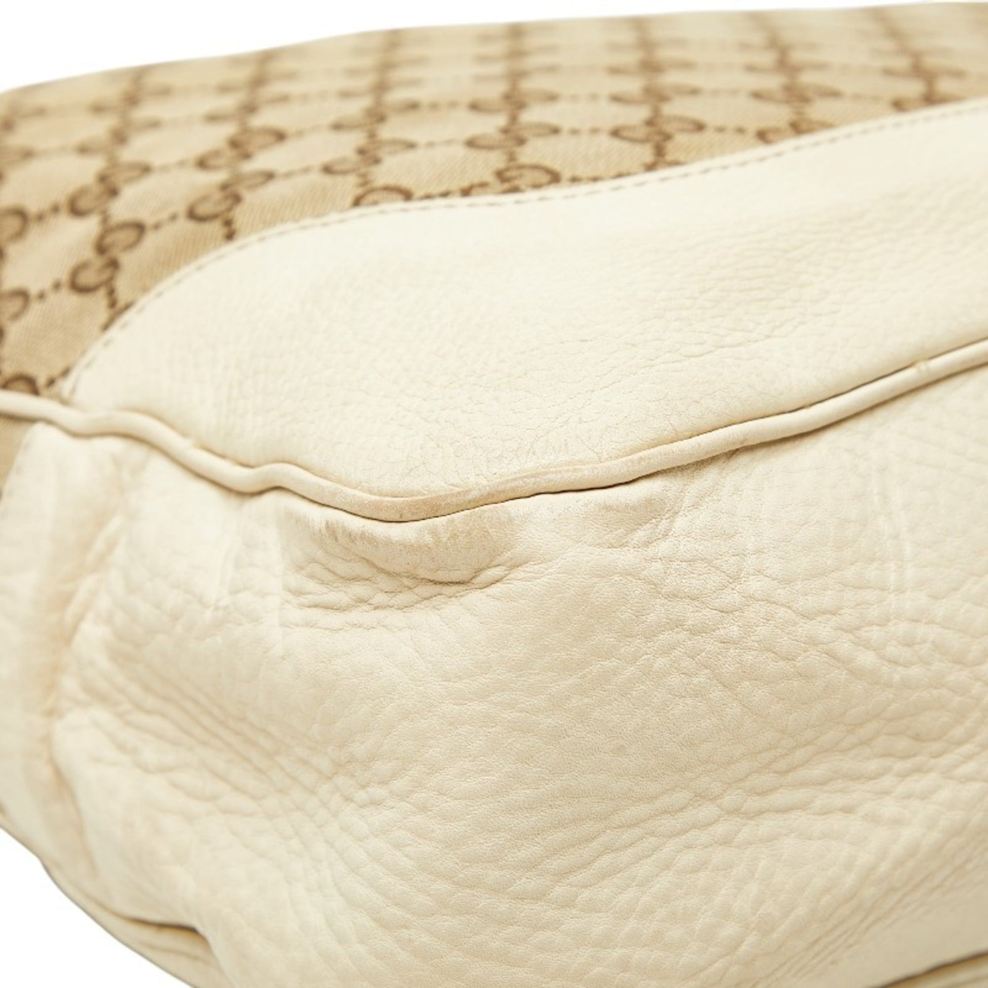 Gucci Brown Ivory Canvas Leather Handbag Shoulder Bag