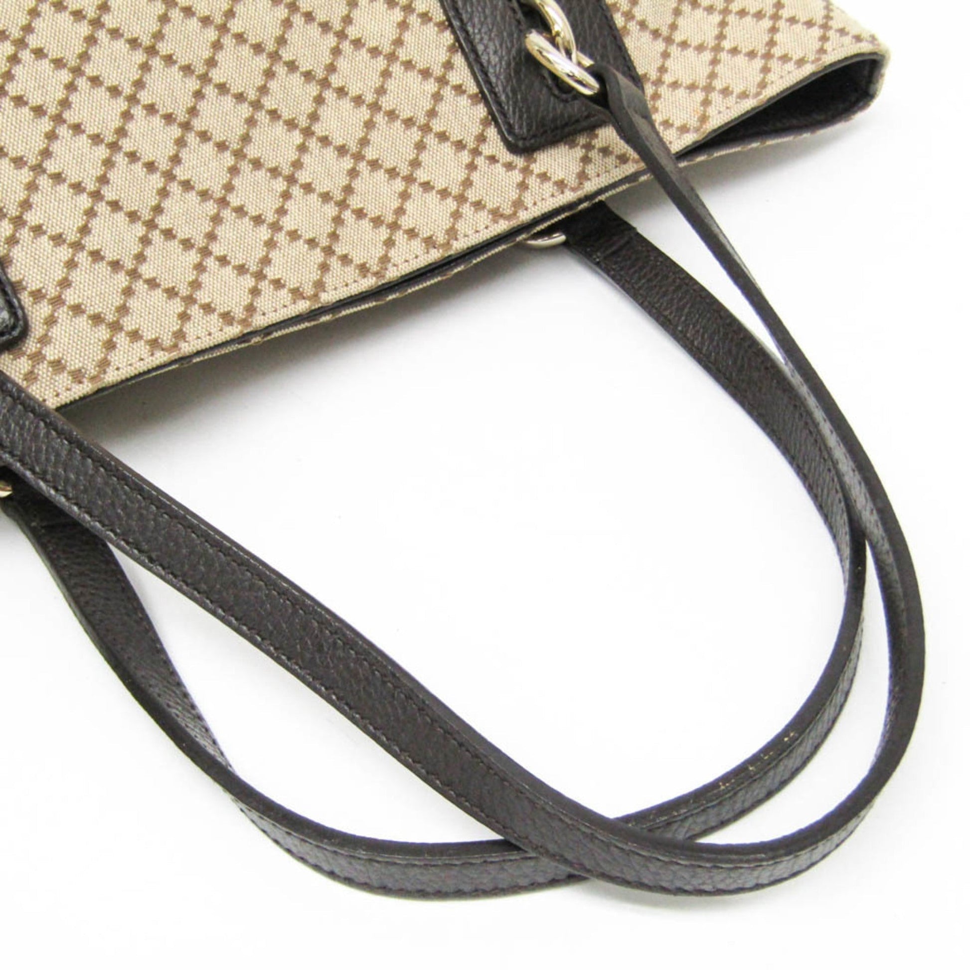 Gucci Diamante Beige Brown Canvas Leather Tote Bag
