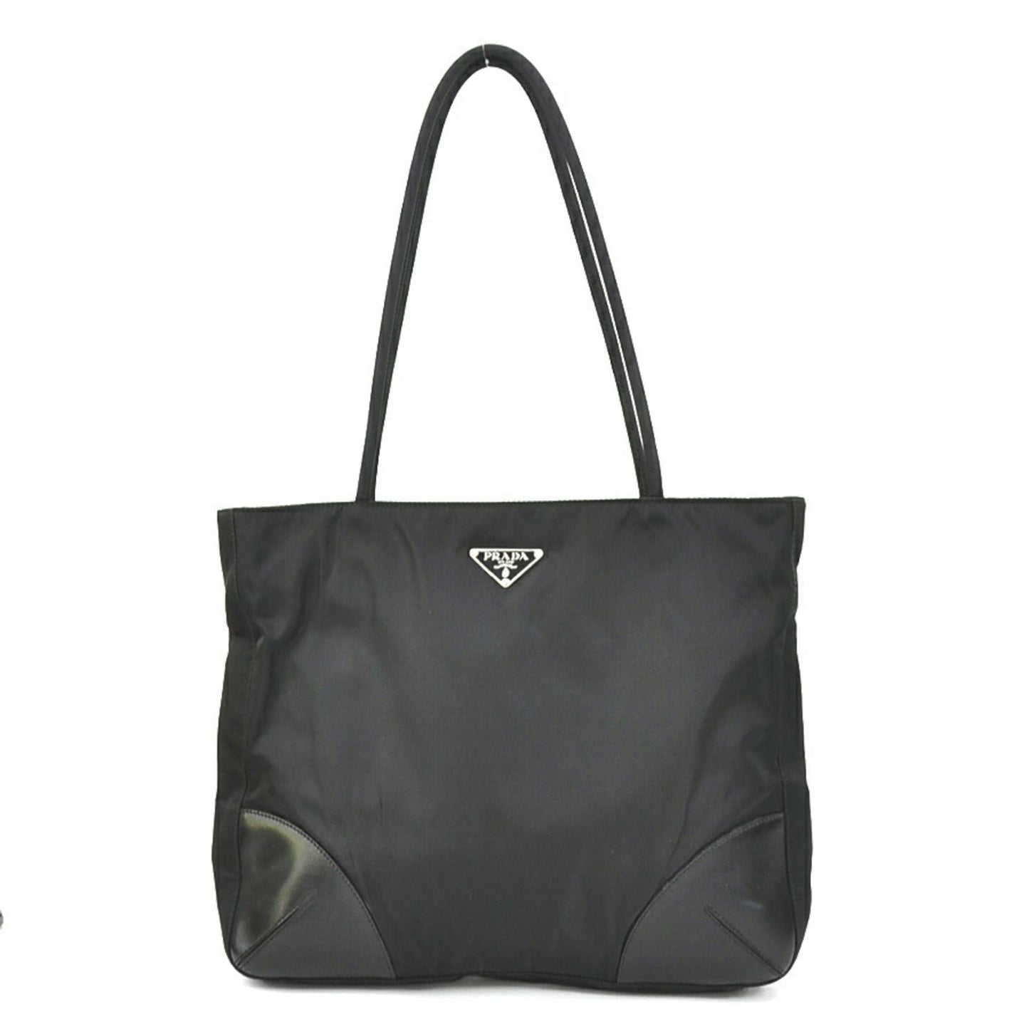 Prada Shoulder Bag Tote Unisex Leather Nylon Black