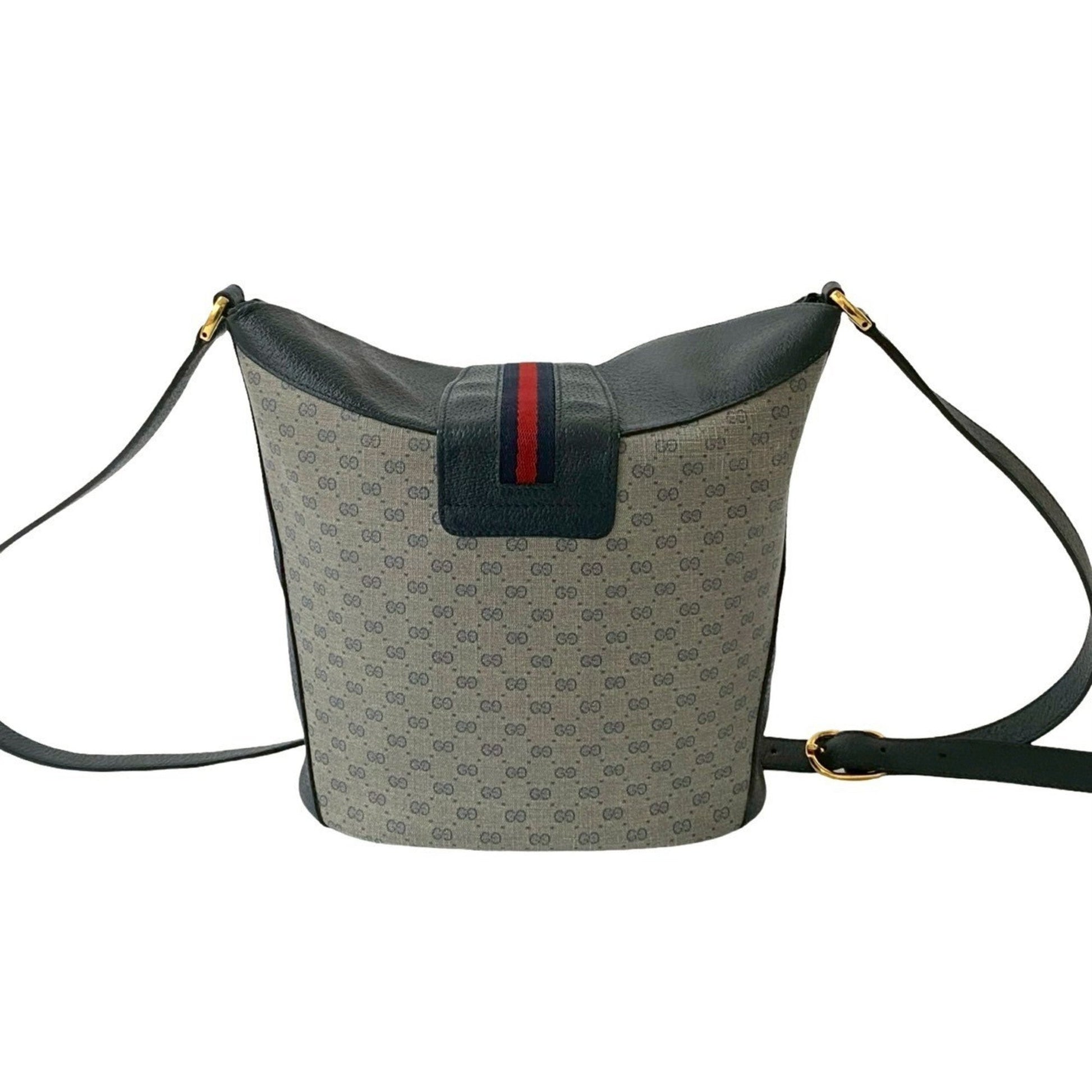 Gucci Navy Red Color Leather Pvc Shoulder Bag