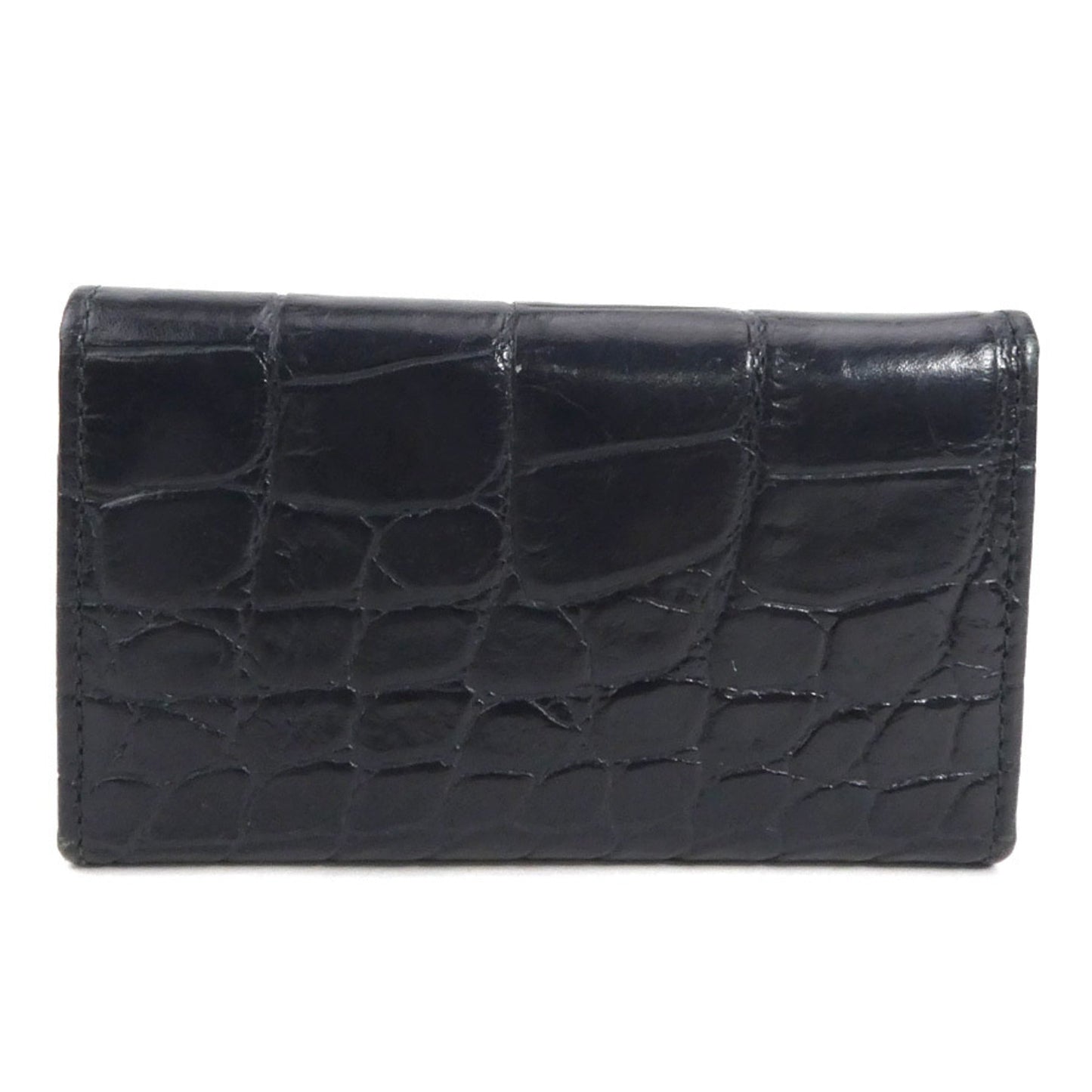 Prada Key Case Unisex Luxury Handbag Leather Black Embossed Travel Bag