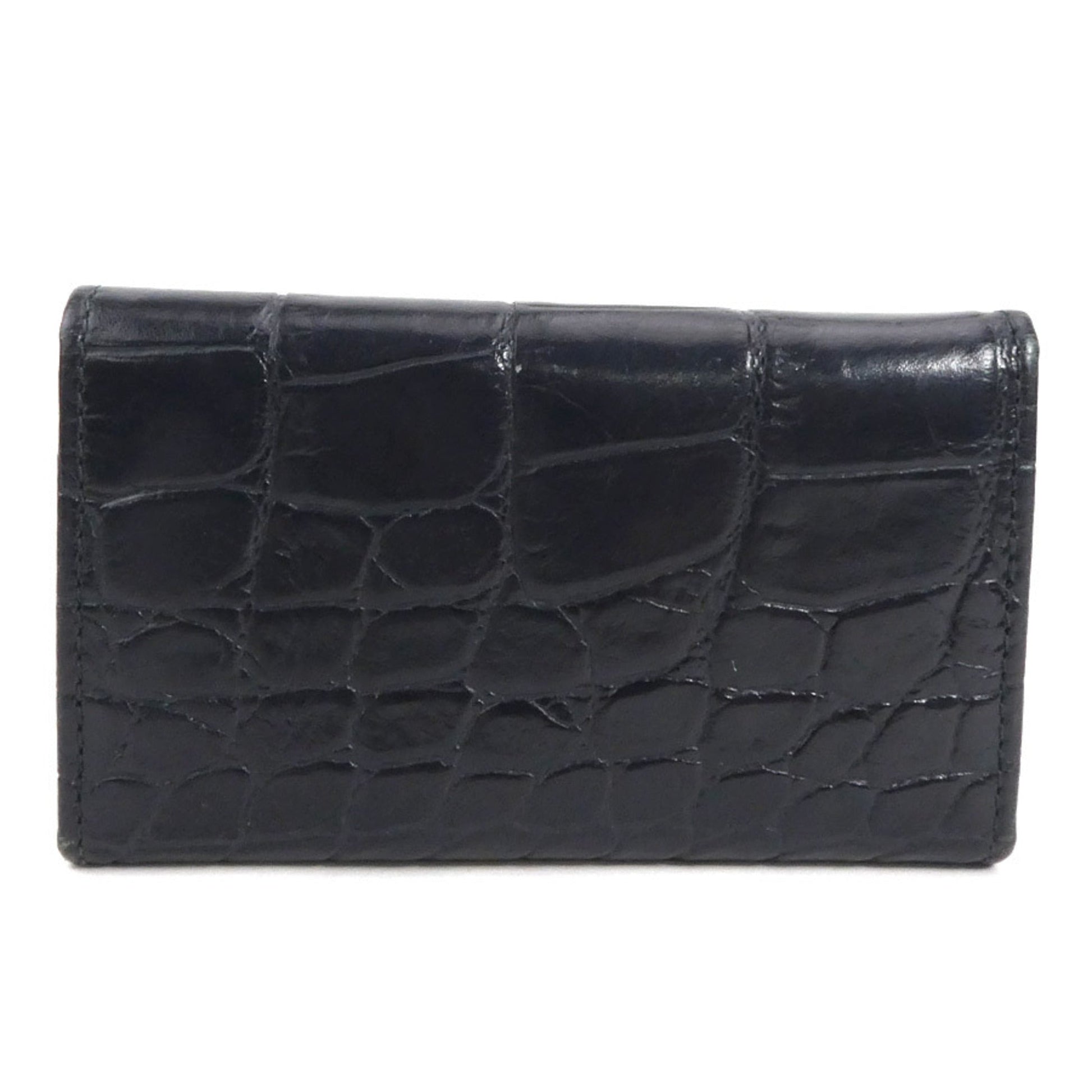 Prada Key Case Unisex Luxury Handbag Leather Black Embossed Travel Bag