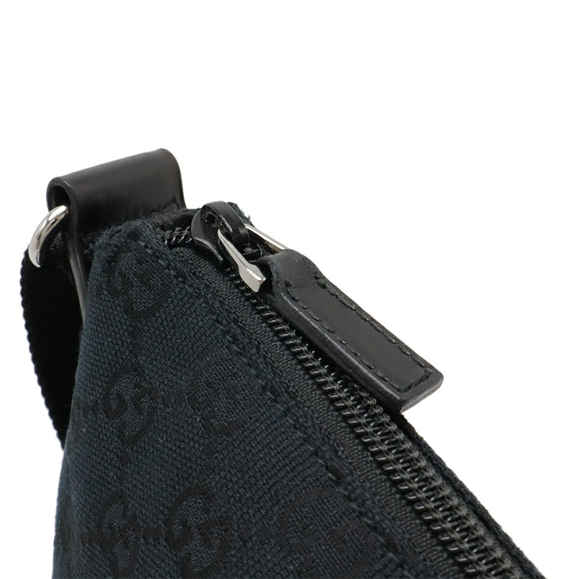 Gucci Black Canvas Leather Shoulder Bag