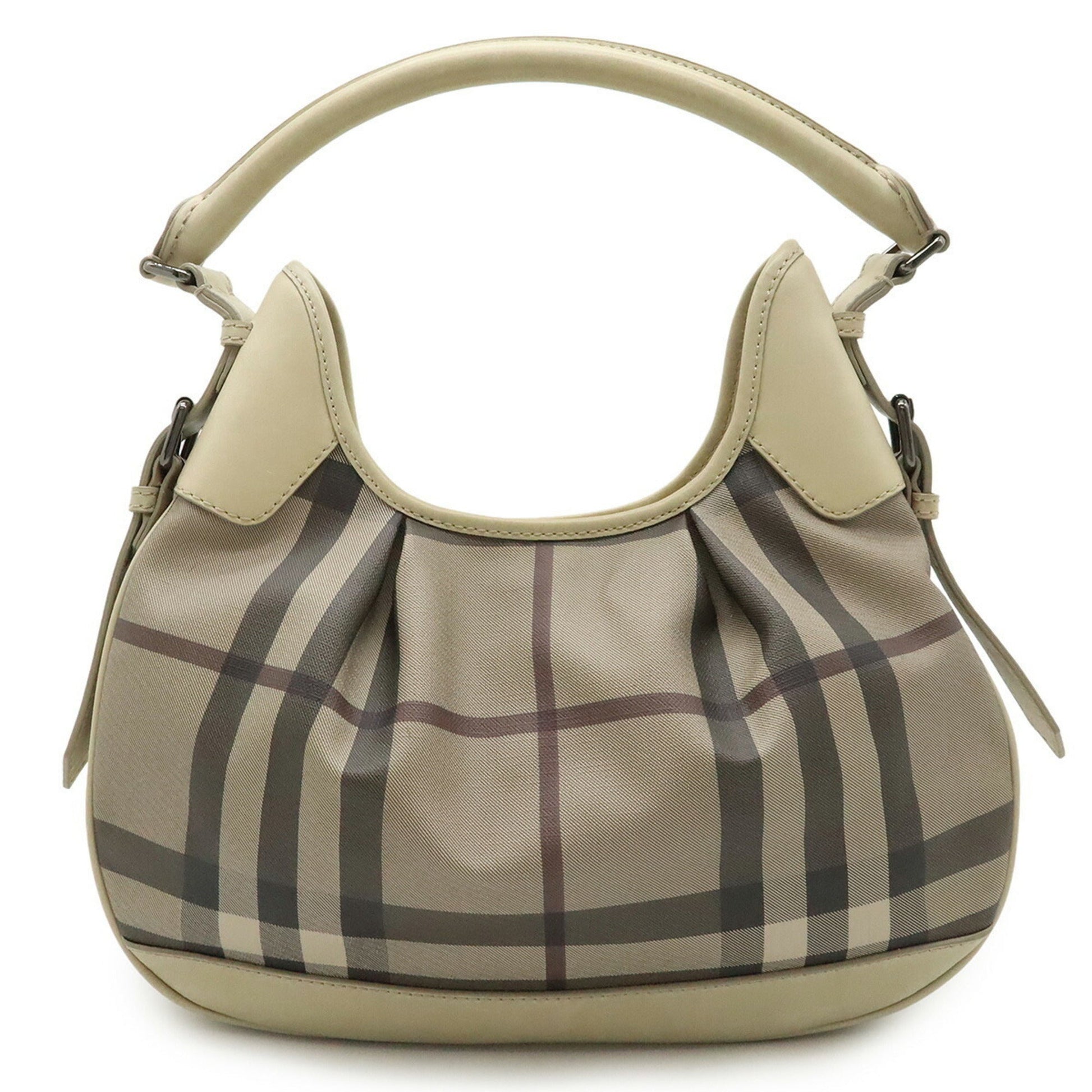 Burberry Grayish Pvc Shoulder Bag Leather Brown