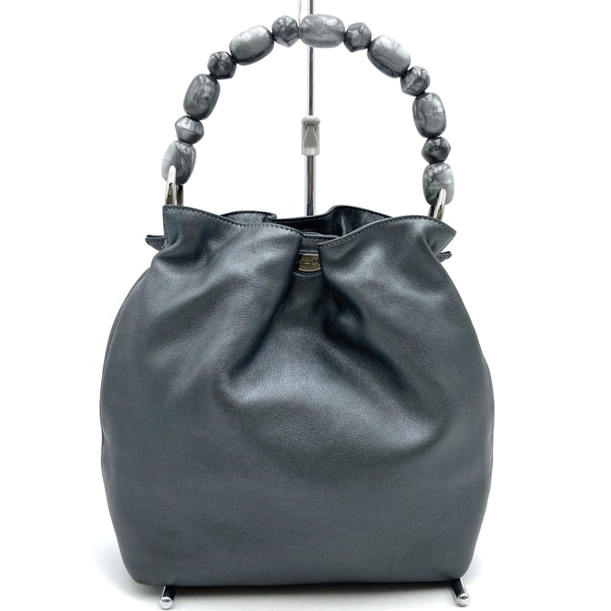 Dior Handbag Christian 2 Leather Gray