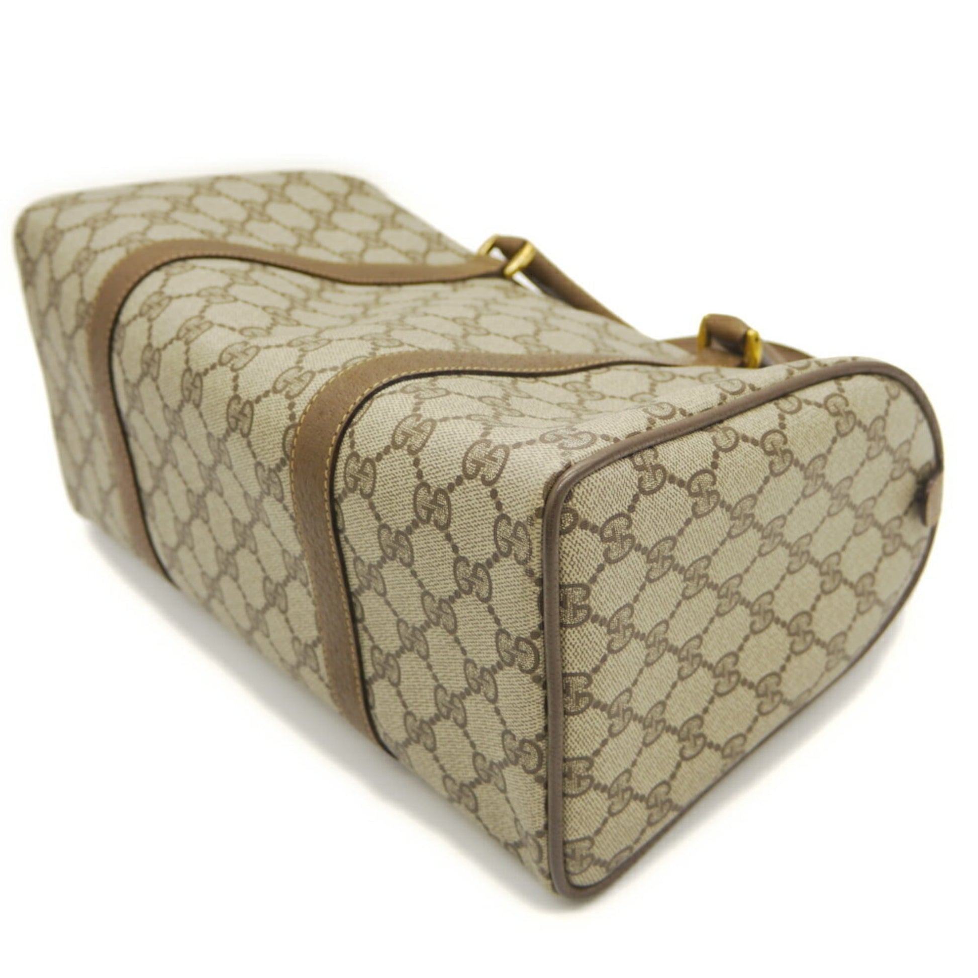 Gucci Beige Pvc Leather Boston Bag