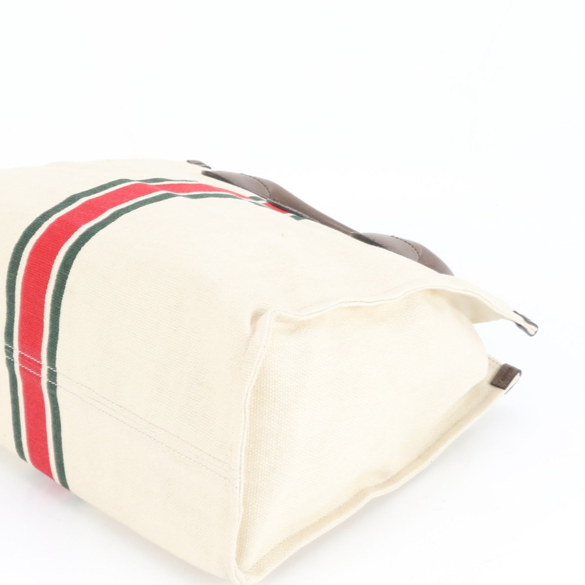 Gucci Ivory Leather Canvas Tote Bag