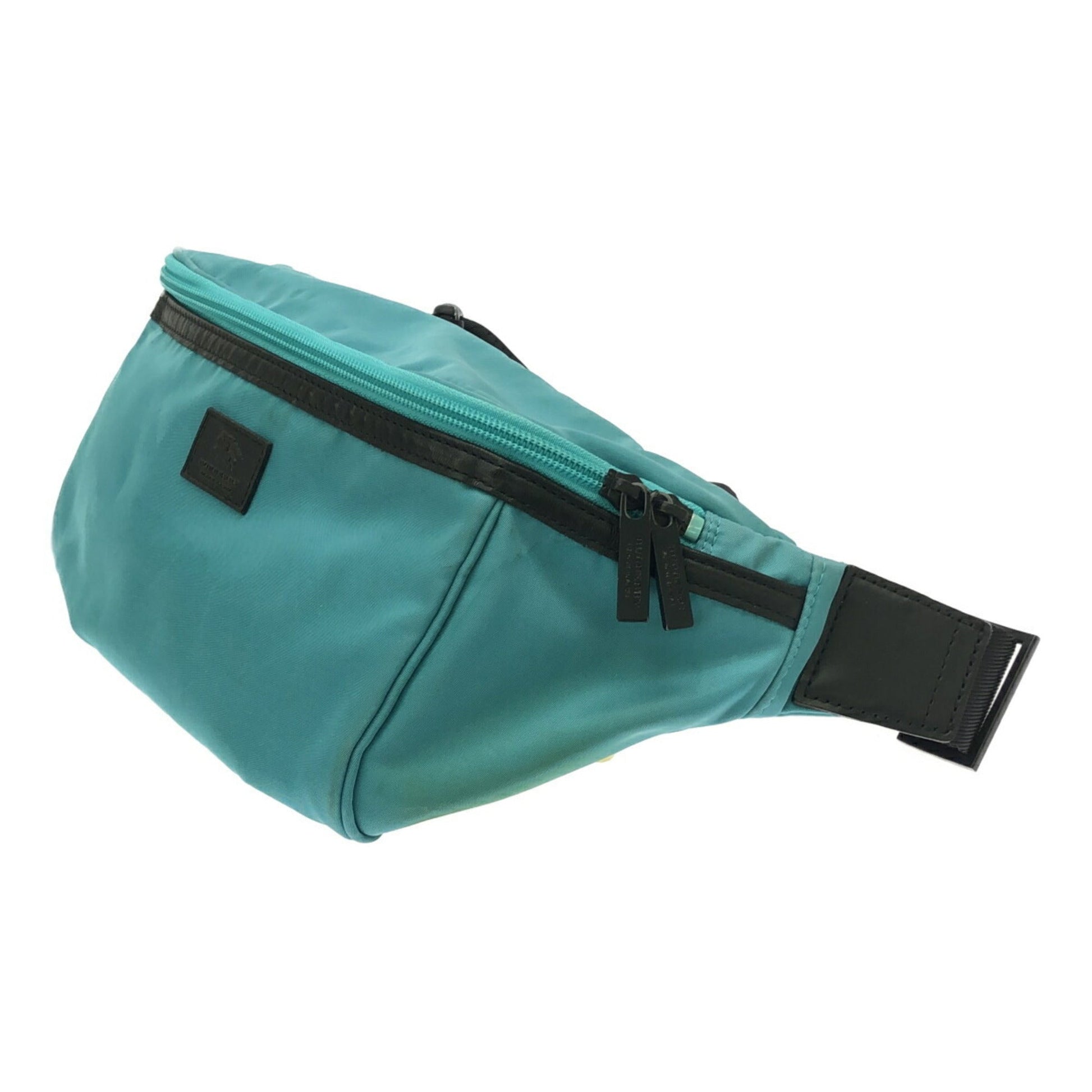 Burberry Label Turquoise Shoulder Bag Leather Nylon Black