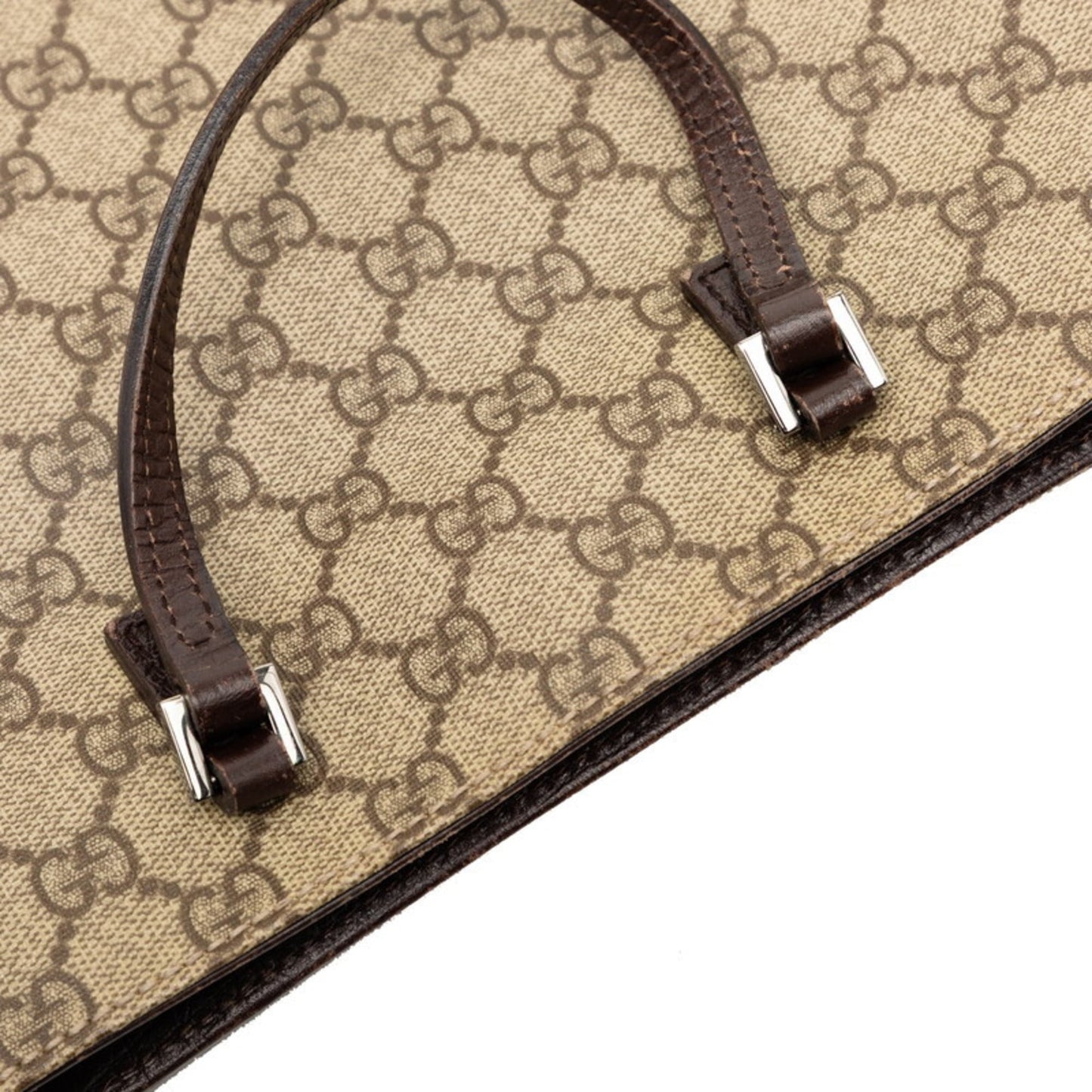 Gucci Beige Brown Pvc Leather Handbag Tote Bag