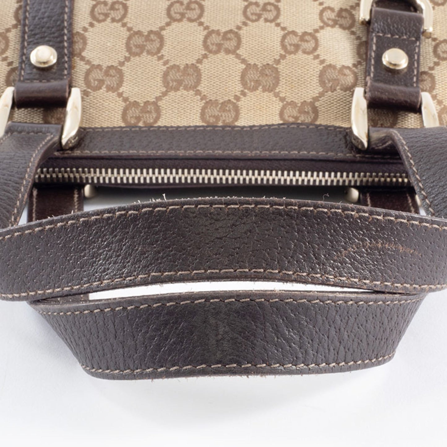 Gucci Gg Canvas Beige Brown Gg Canvas Leather Tote Bag