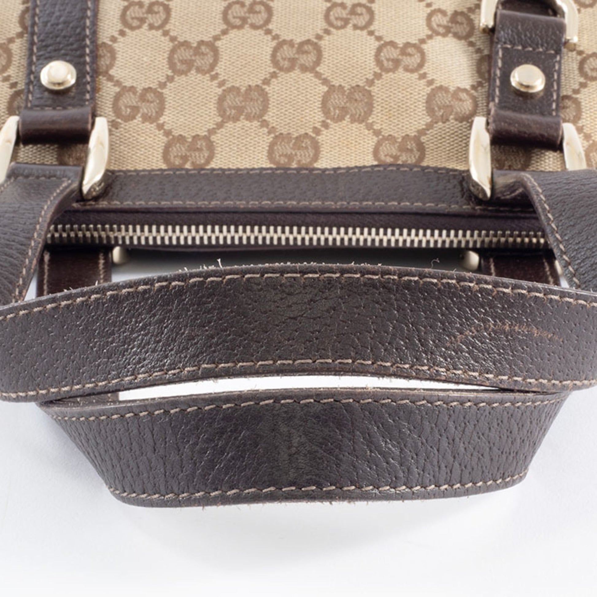 Gucci Gg Canvas Beige Brown Gg Canvas Leather Tote Bag