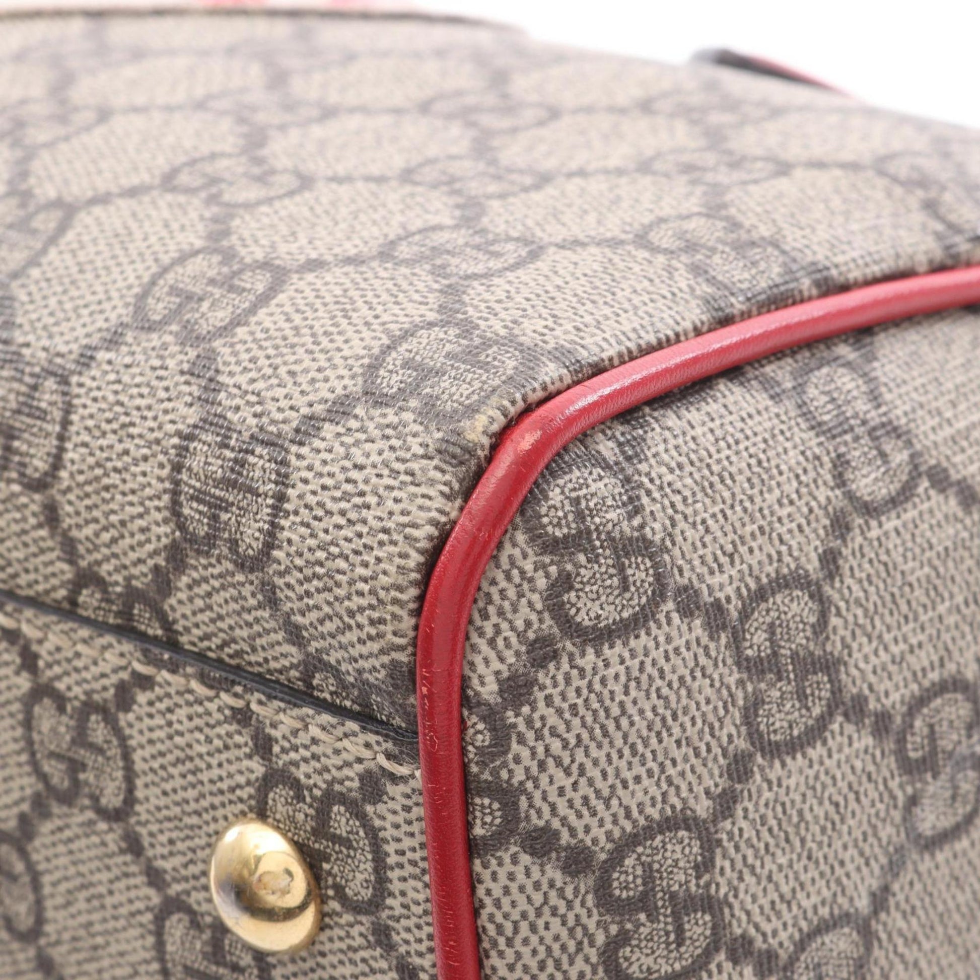 Gucci Beige Red Color Gg Supreme Leather Handbag