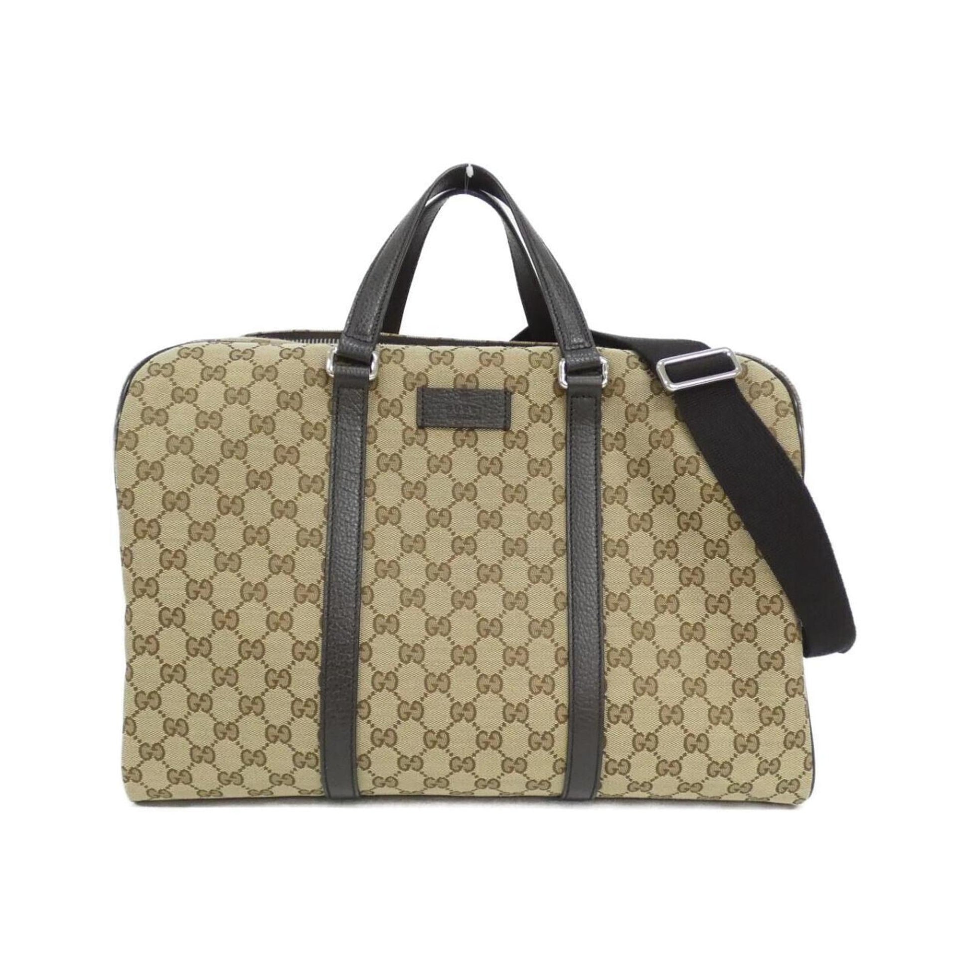 Gucci Beige Brown Gg Canvas Boston Bag