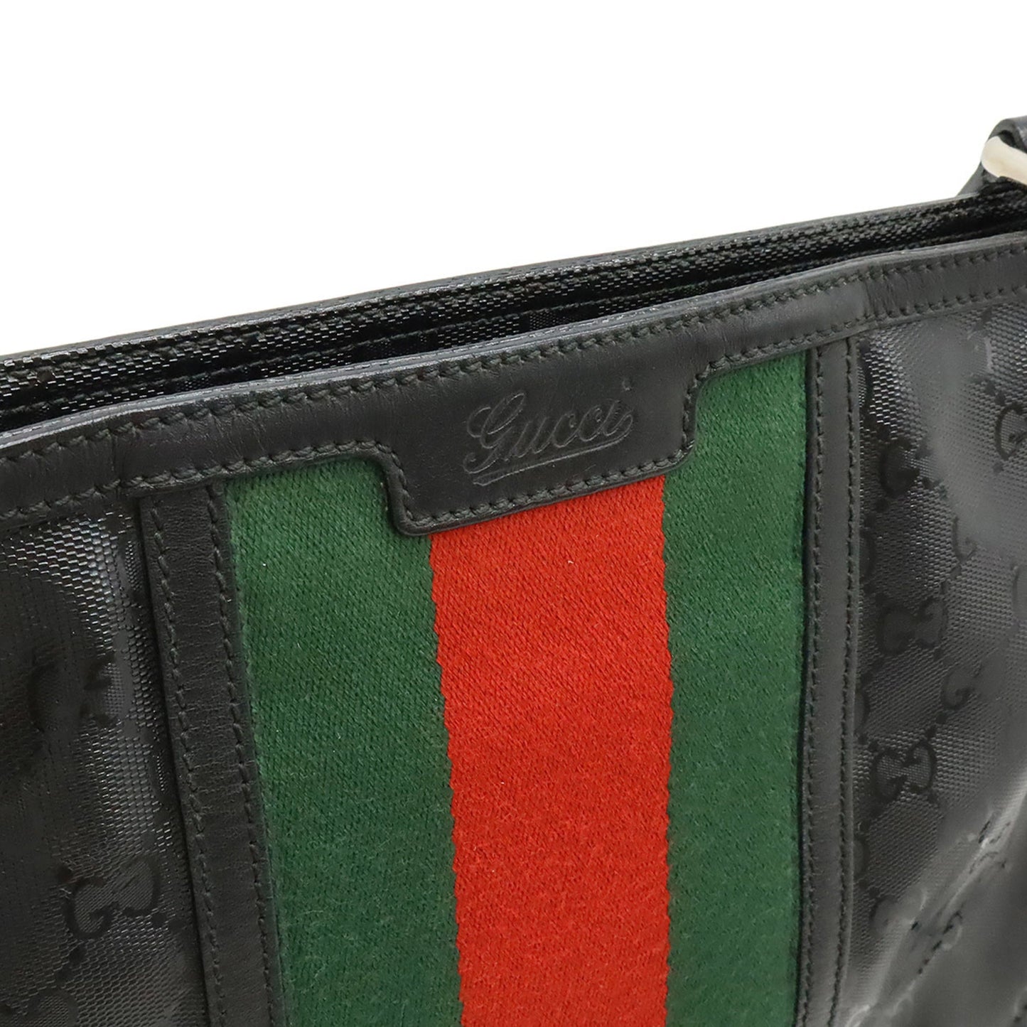 Gucci Black Green Red Color Gg Imprimé Leather Shoulder Bag