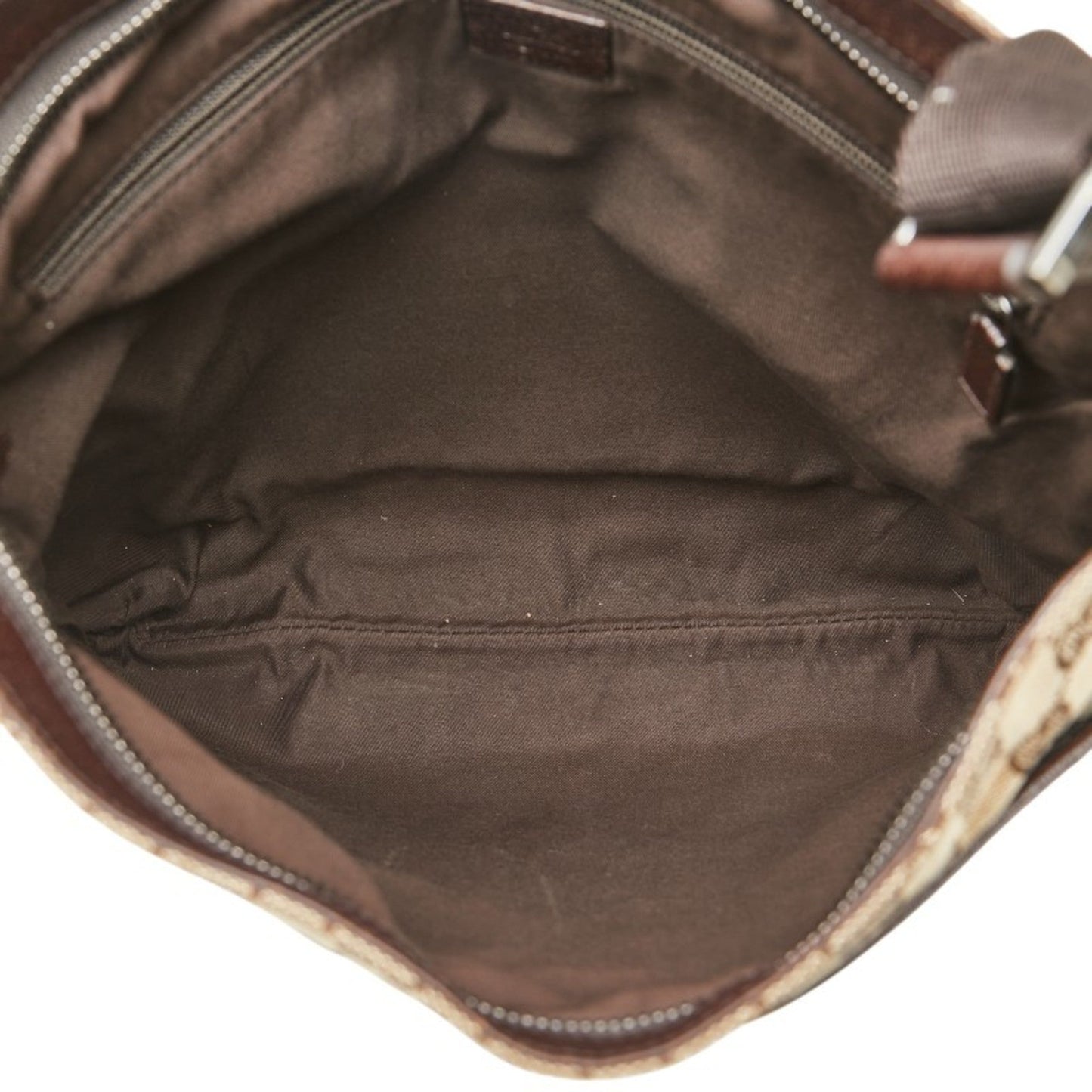 Gucci Beige Brown Canvas Leather Shoulder Bag